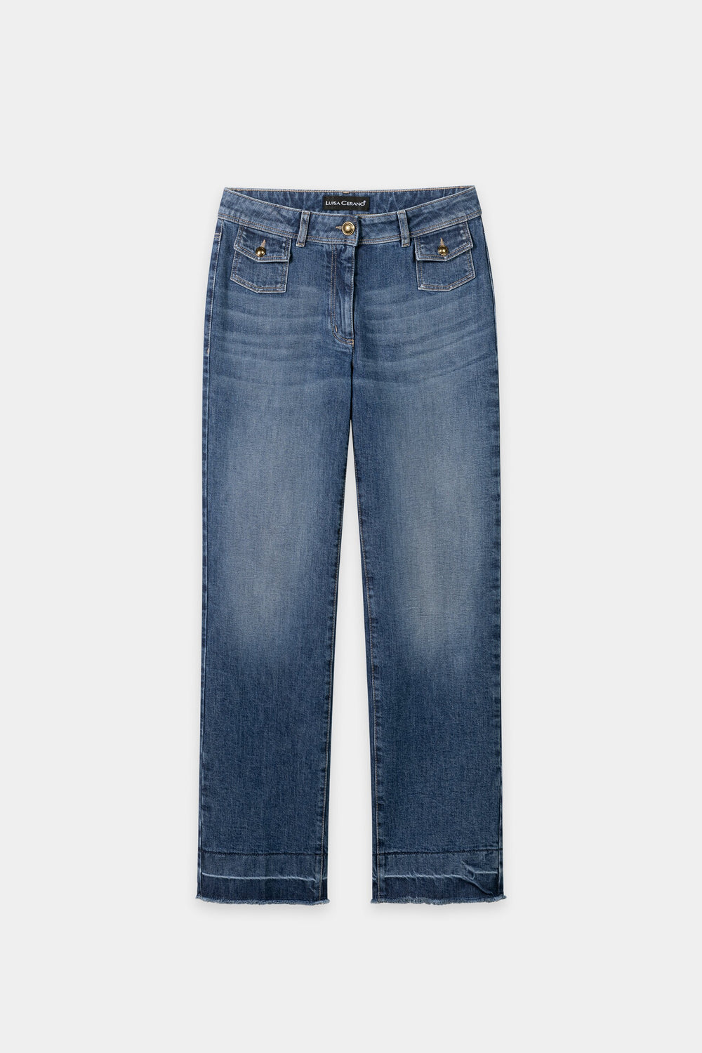 Authentic straight-leg denim - dark denim blue - with open hem