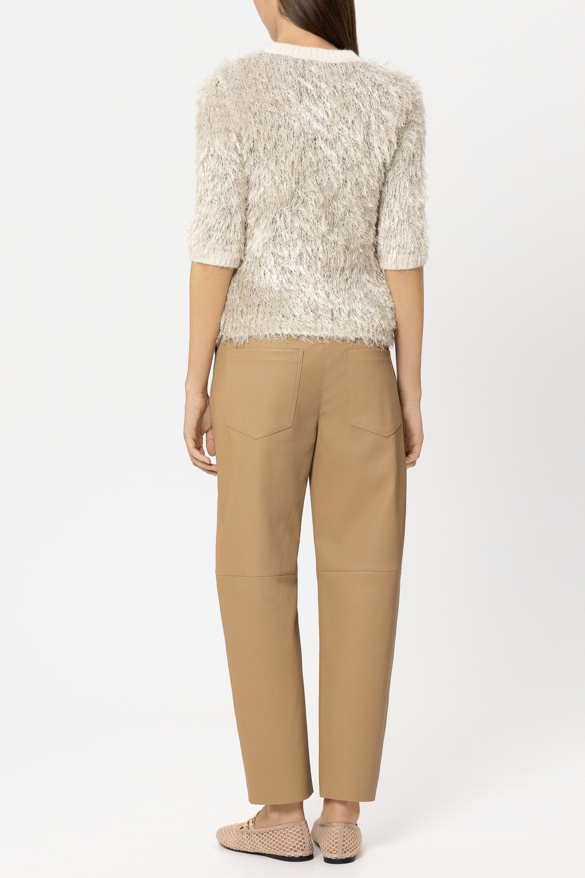 Lammnappa-Barrelleg-Pants - golden camel - Standard | Model Rück
