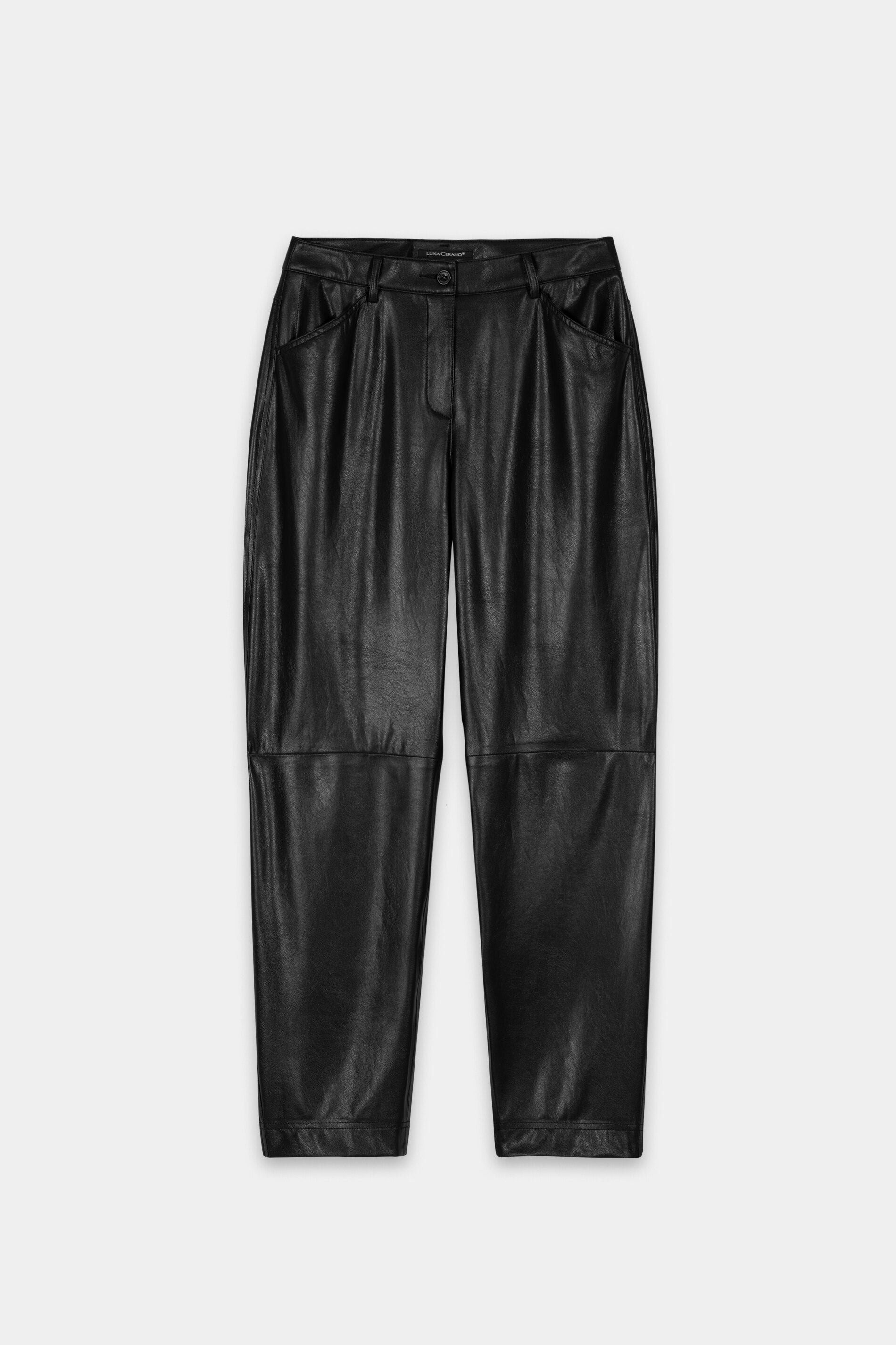 Barrelleg-Pants in Leder-Optik - pure black - Standard | Artikel Front
