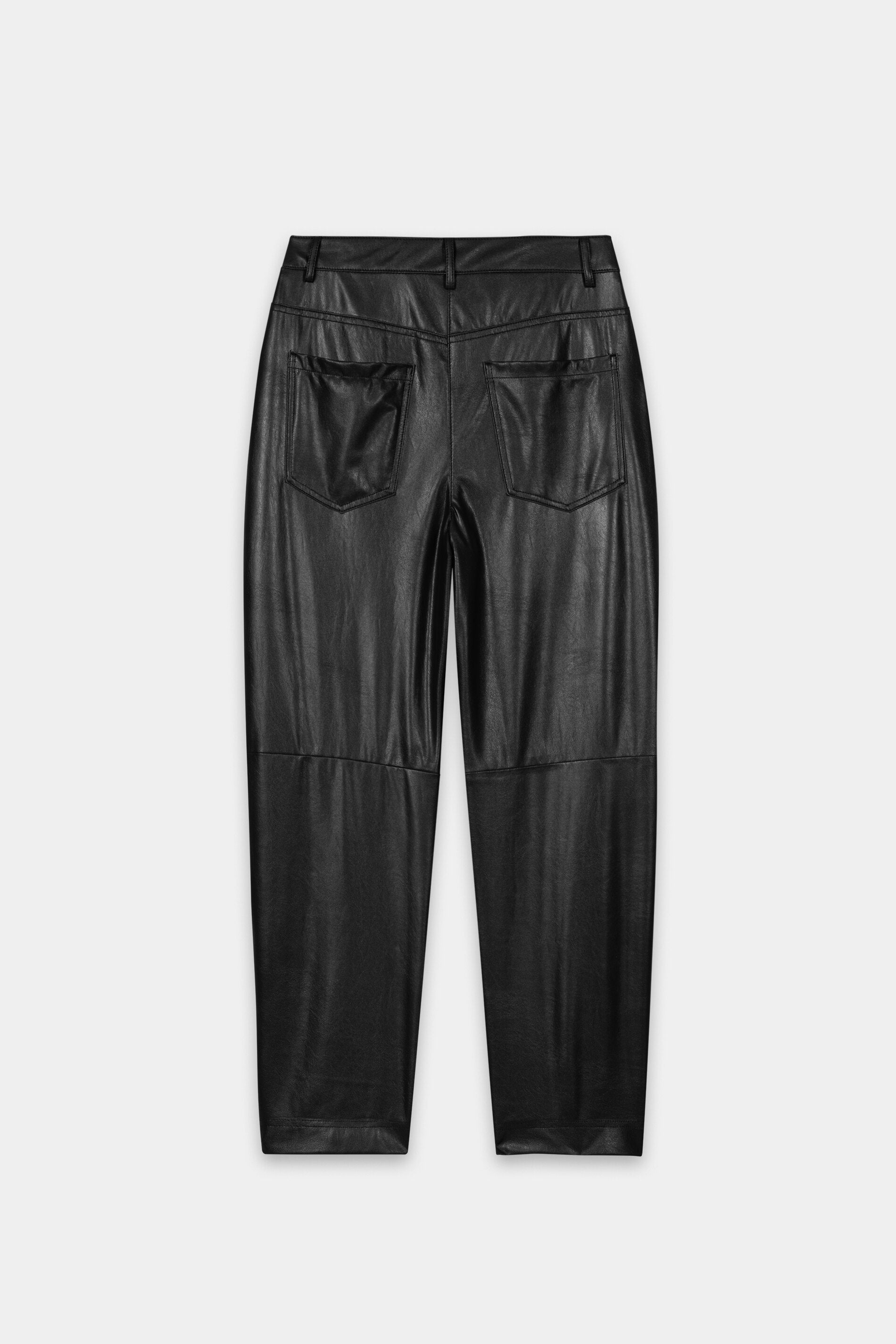 Barrelleg-Pants in Leder-Optik - pure black - Standard | Artikel Rück