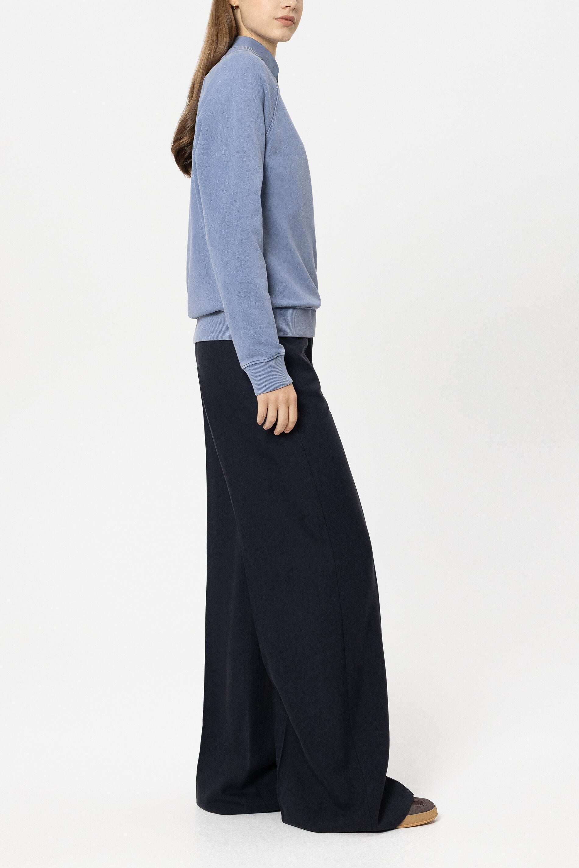 Gabardine-Wideleg-Pants - navy blue - Standard | Model Seite