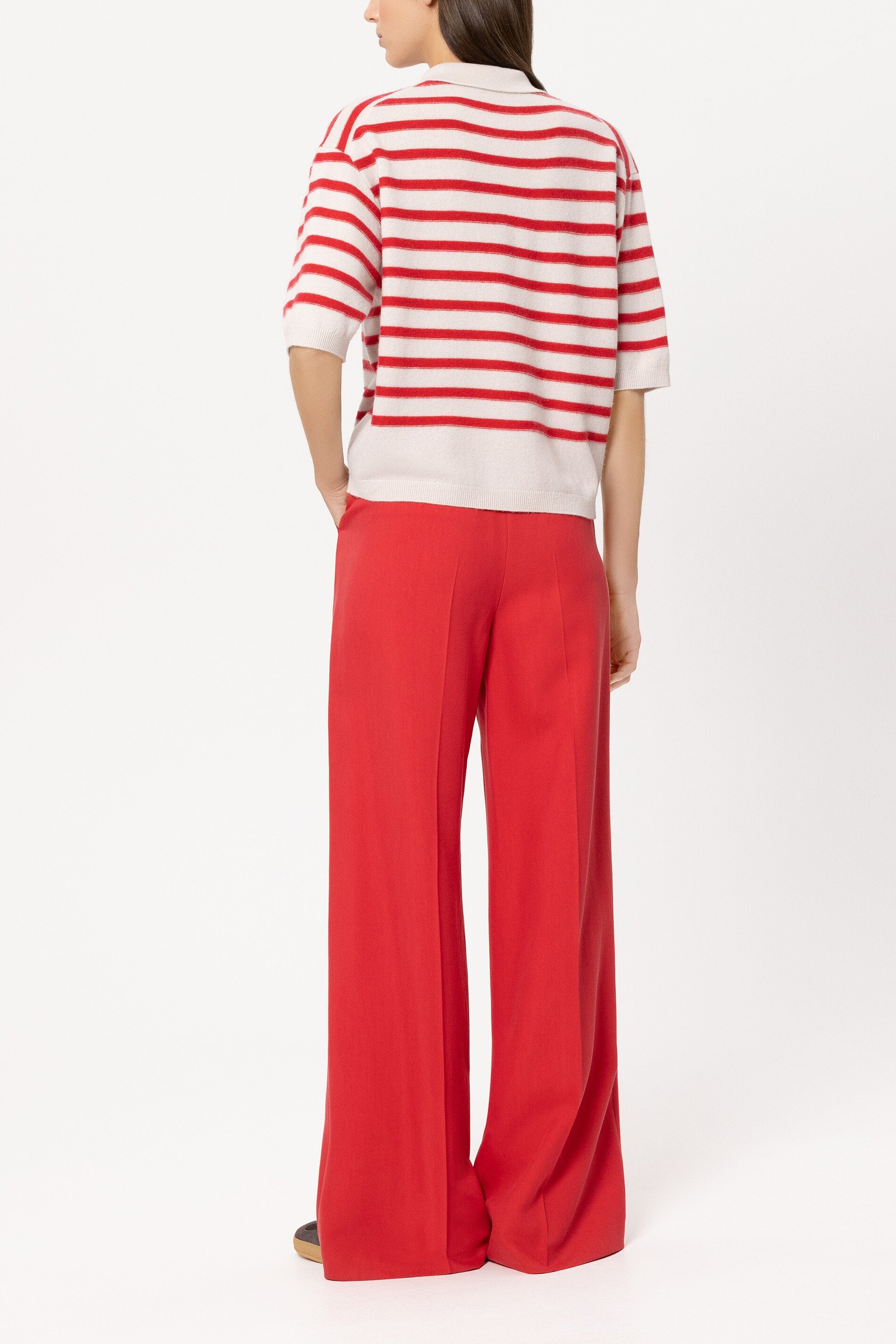 Gabardine-Wideleg-Pants - cherry red - Standard | Model Rück