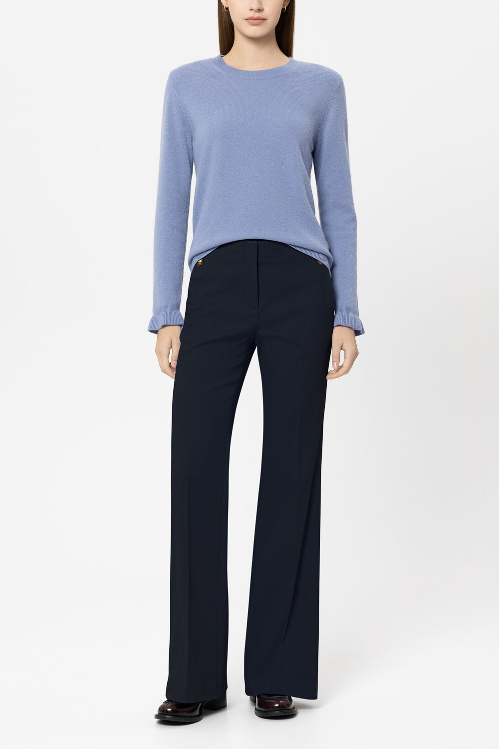 Gabardine-Flared-Pants - navy blue - Standard