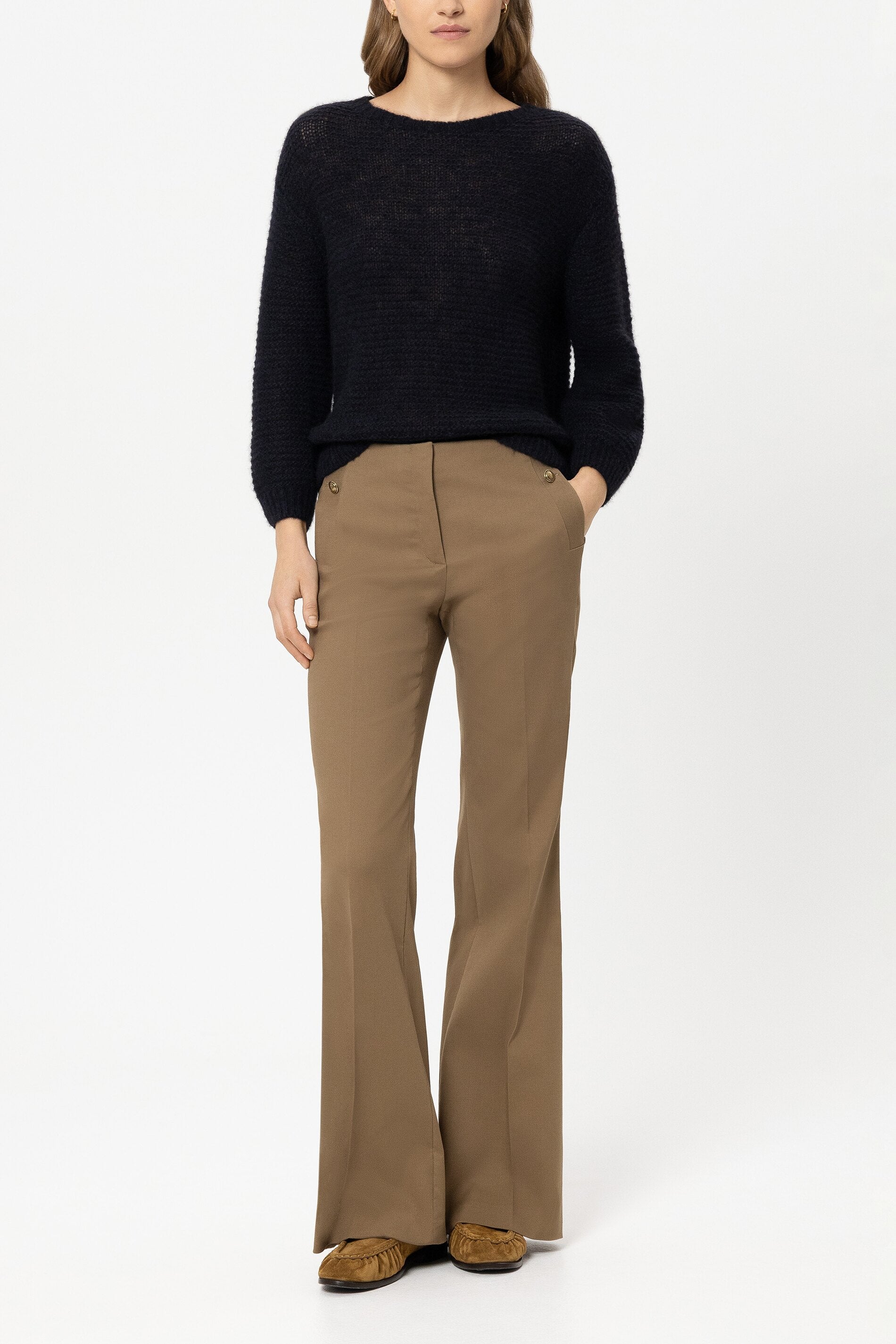 tobacco trousers Gabardine-Flared-Pants - tobacco