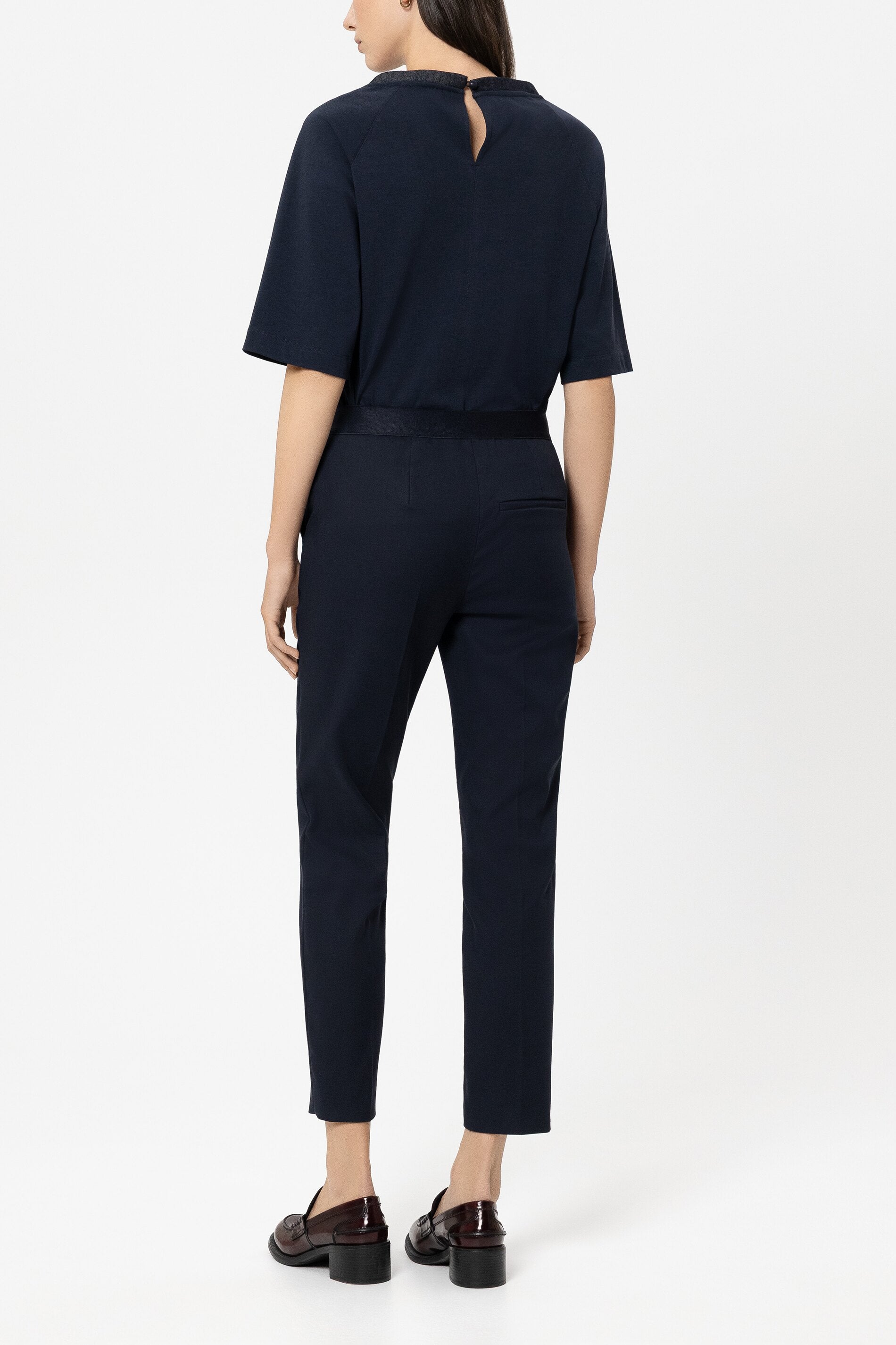 Gabardine slim-tailored pants - navy blue - Standard