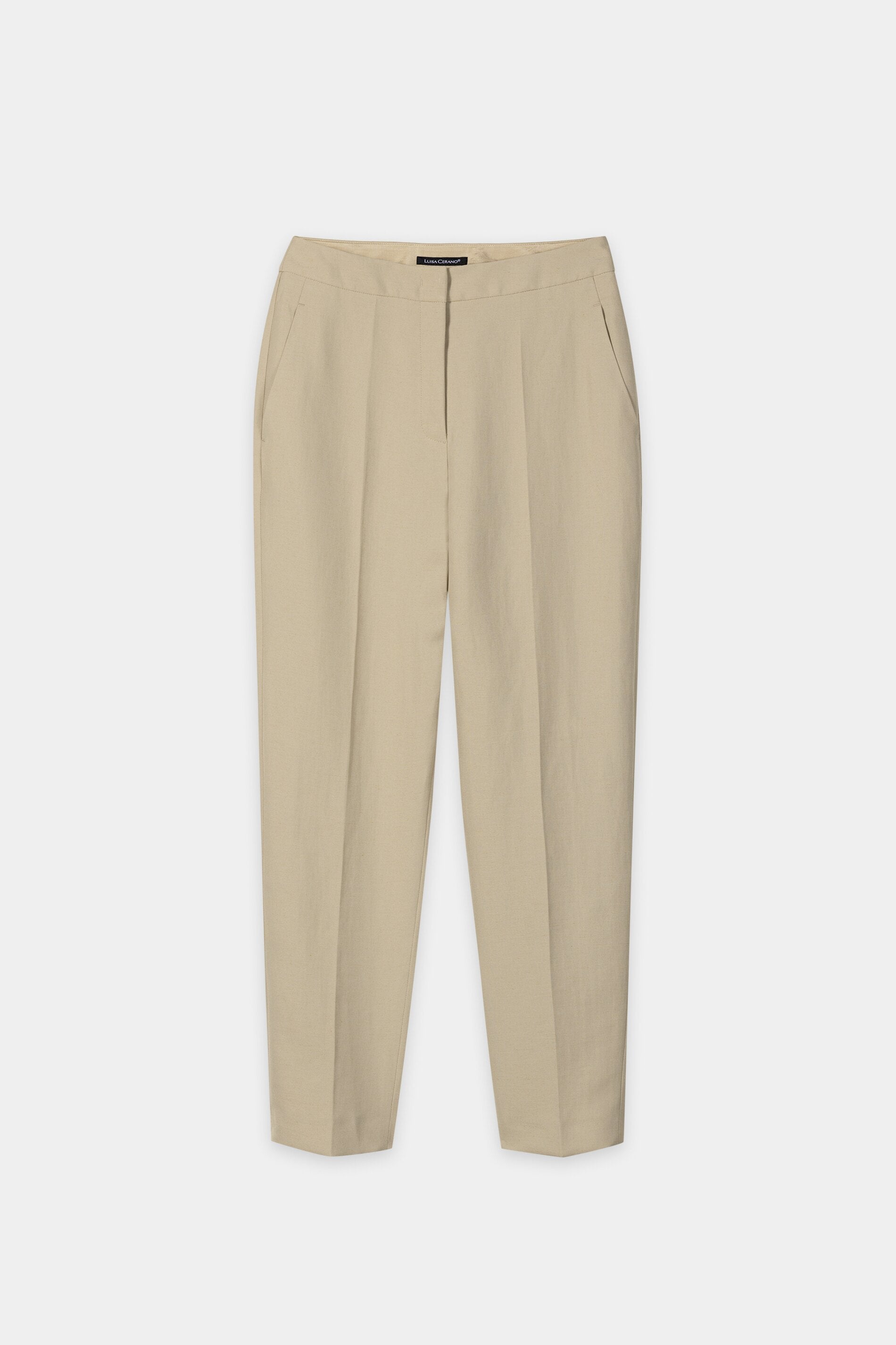 Tapered pants in linen blend - moss green - Standard