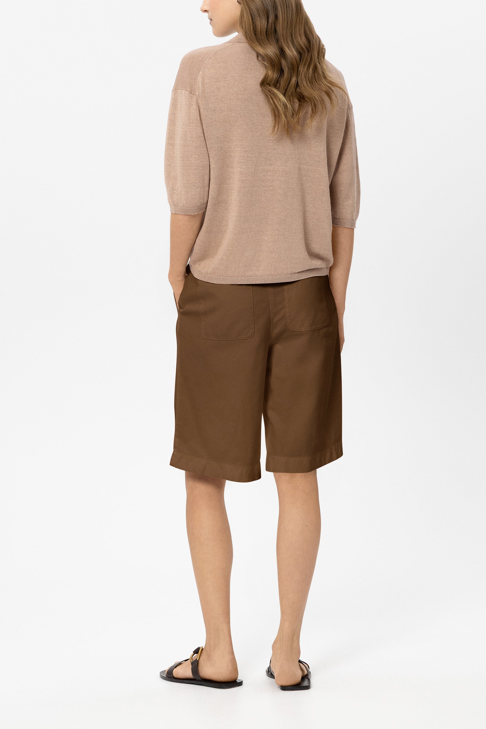 Bermuda shorts in linen blend - dark terracotta - Standard