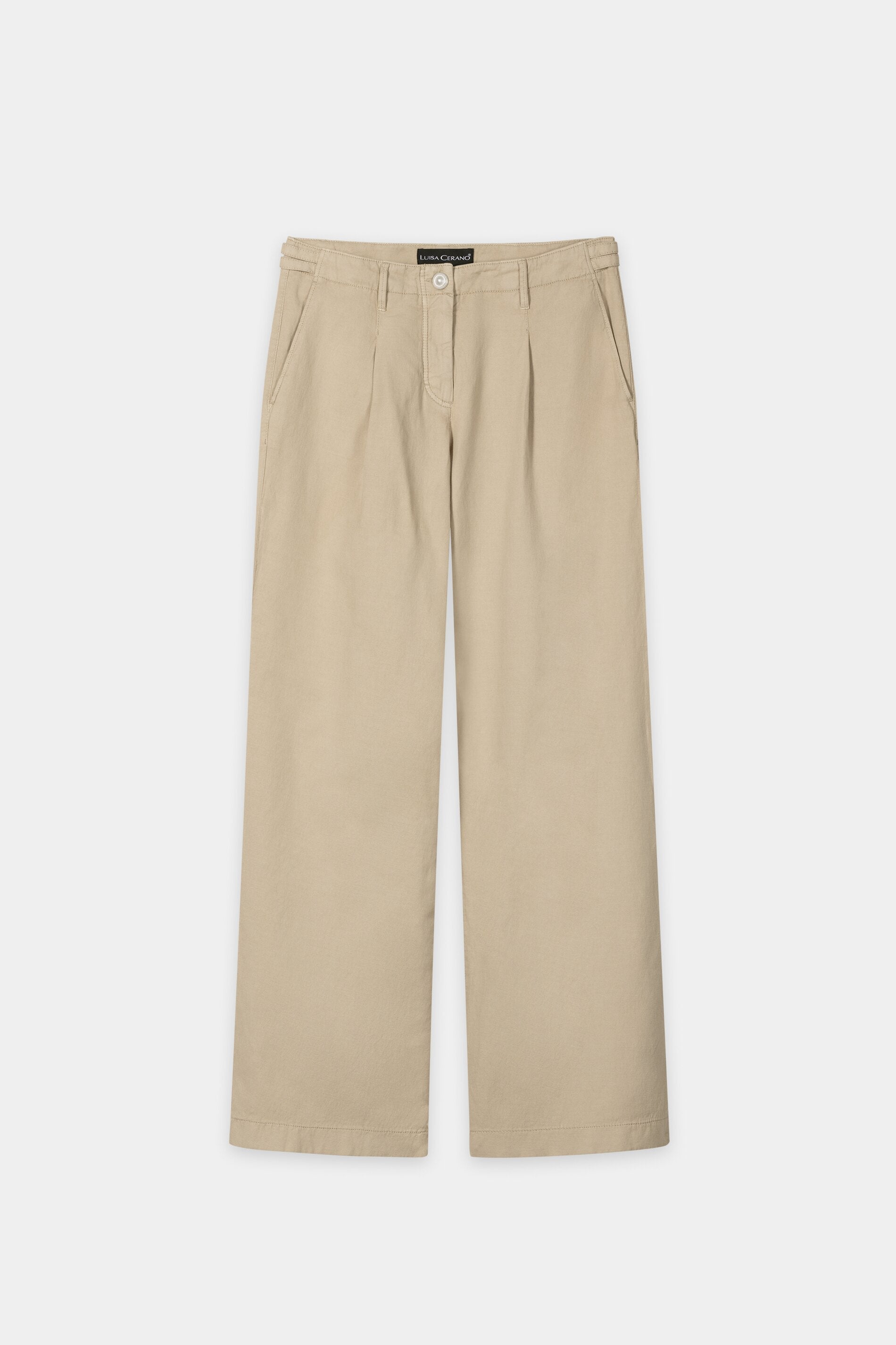 Wide-leg chino in linen blend - dark terracotta - Standard