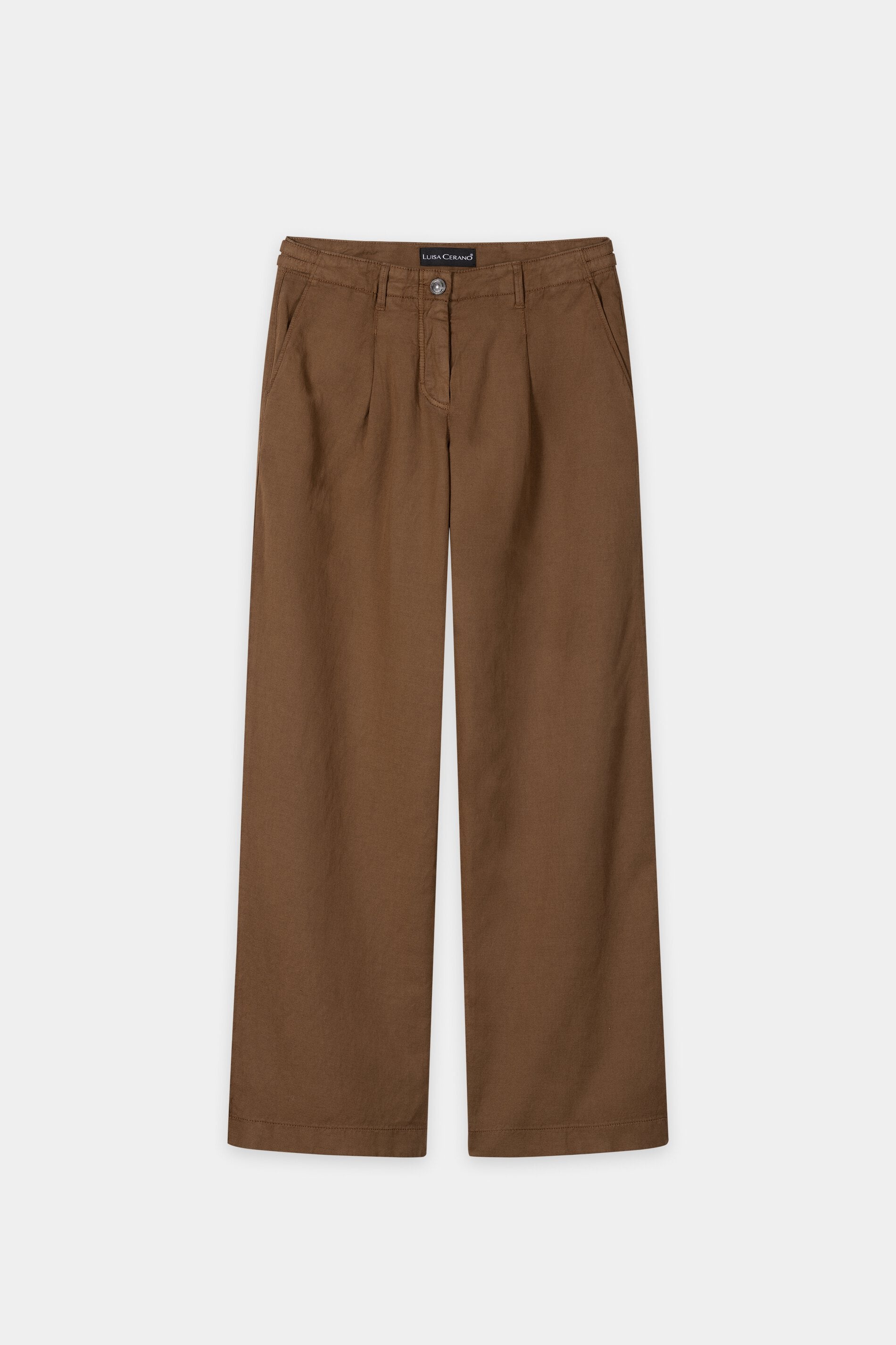 Wide-leg chino in linen blend - dark terracotta - Standard