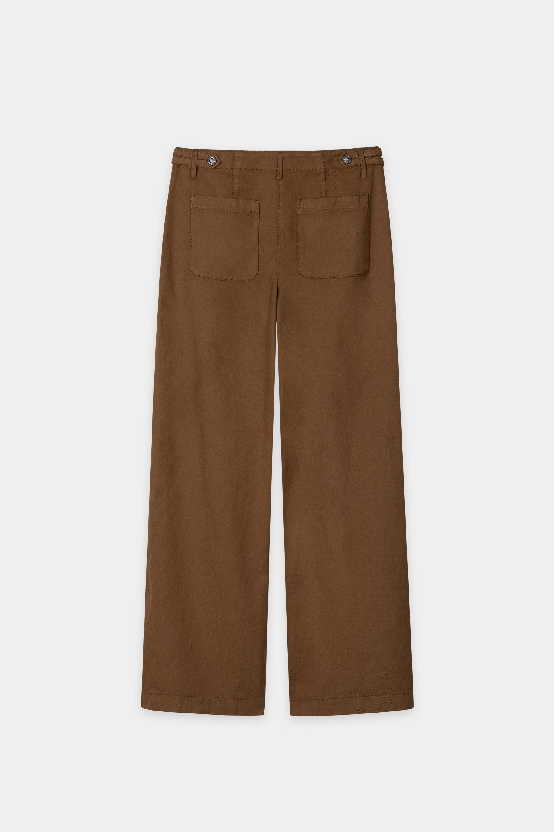 Wide-leg chino in linen blend - dark terracotta - Standard