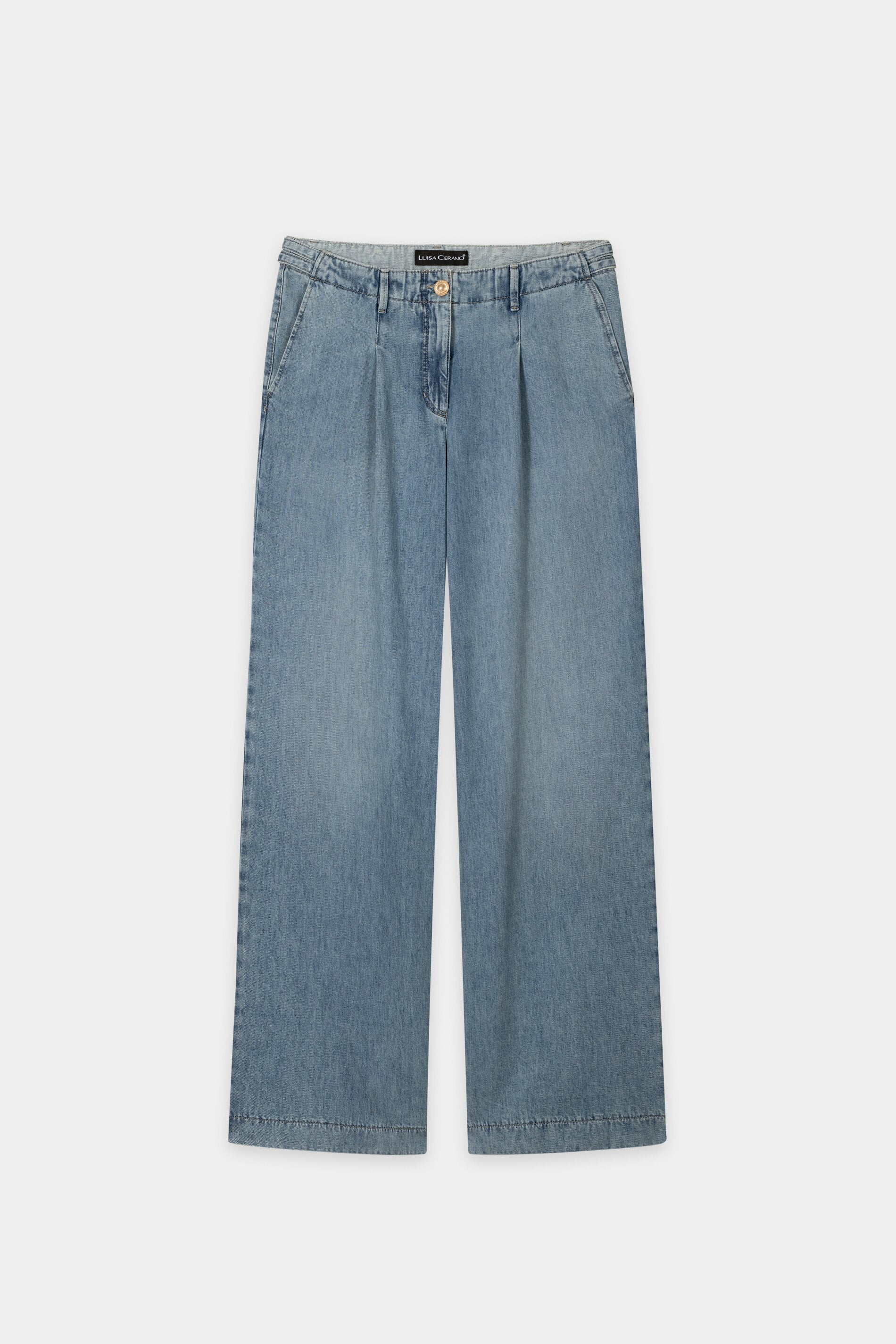 Wideleg-Denim mit Bundfalte - denim blue - Standard | Artikel Front