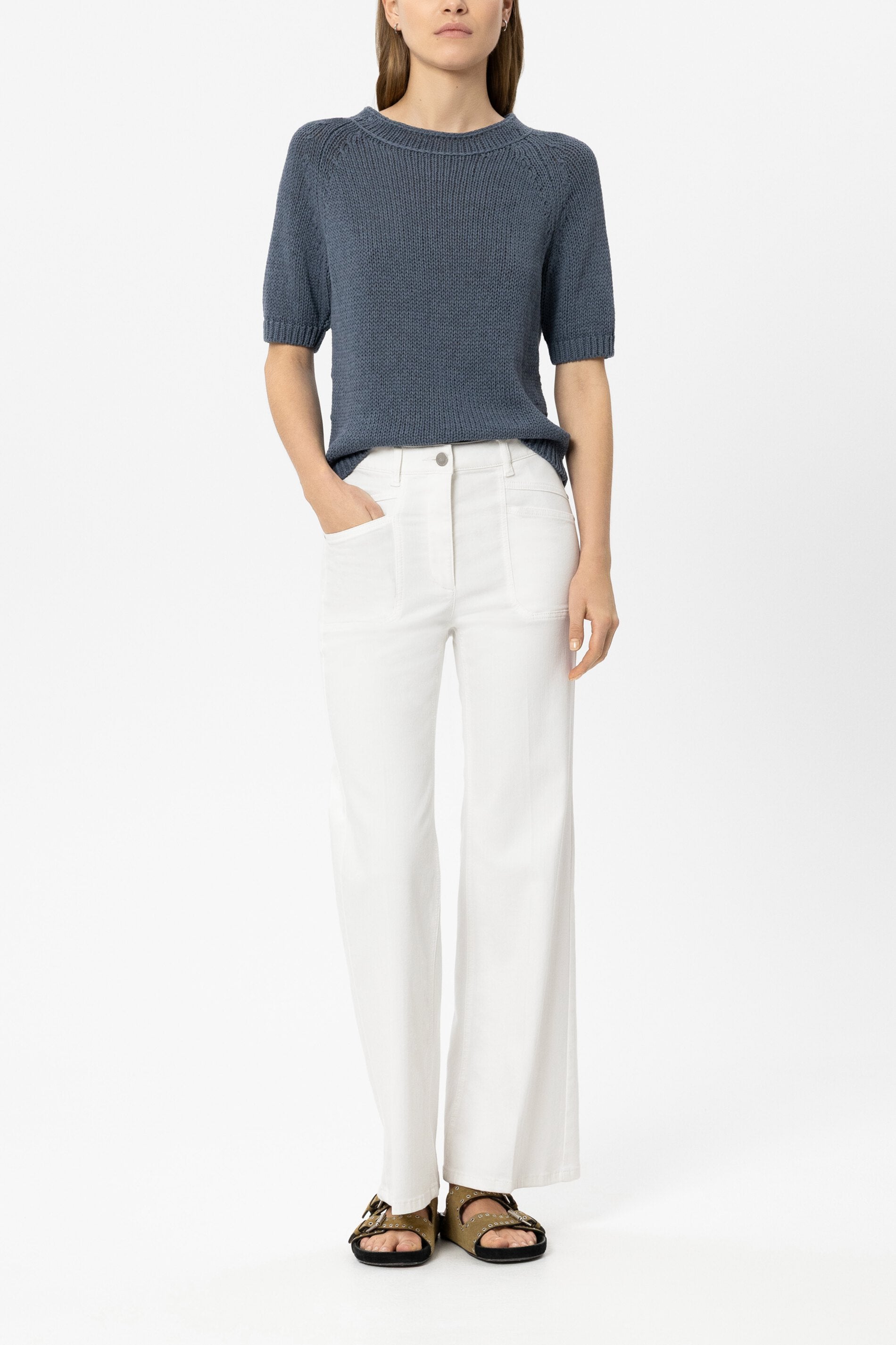 Authentic-Flared-Denim - white - Standard | Model Front