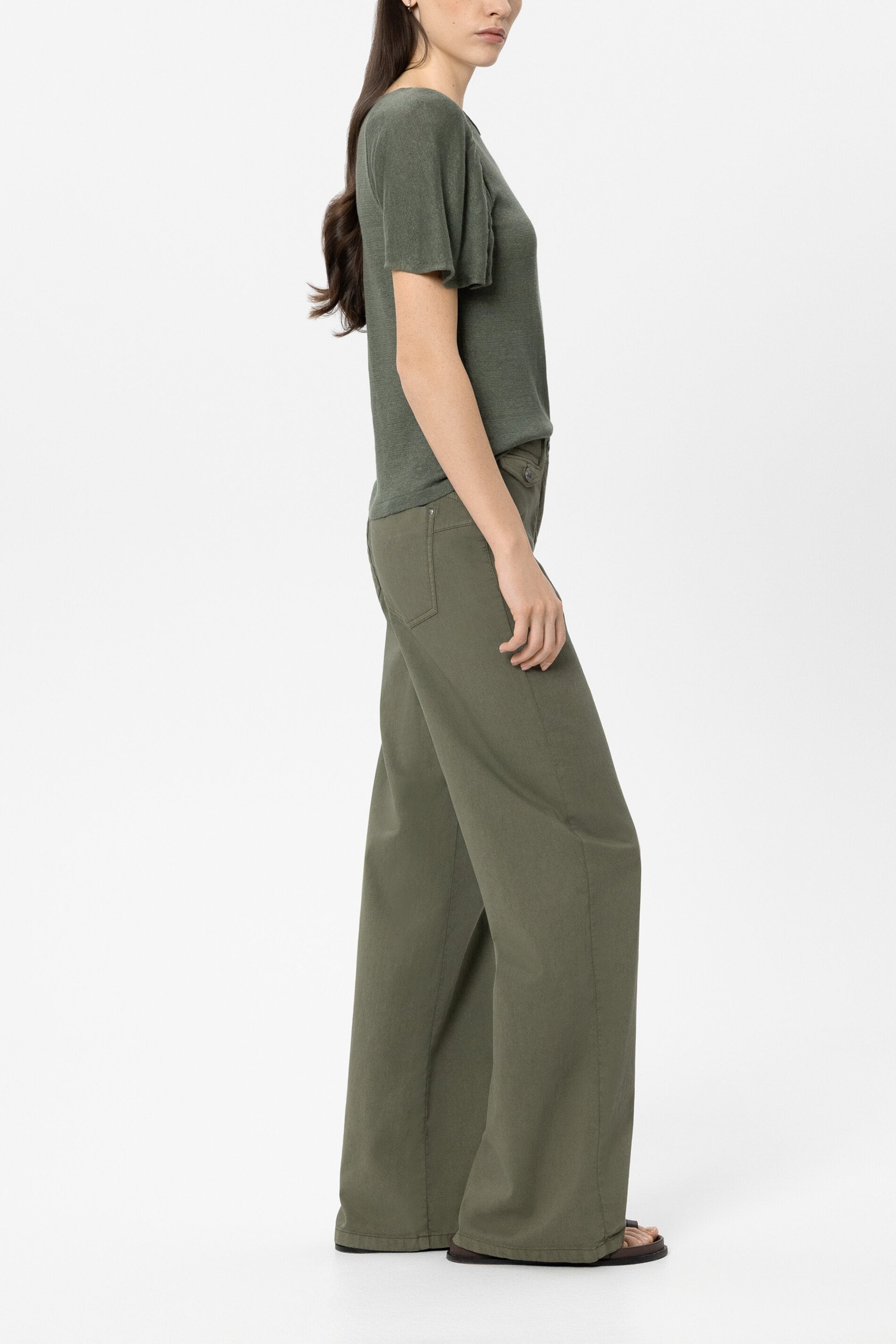 Wideleg-Denim - khaki - Standard | Model Seite