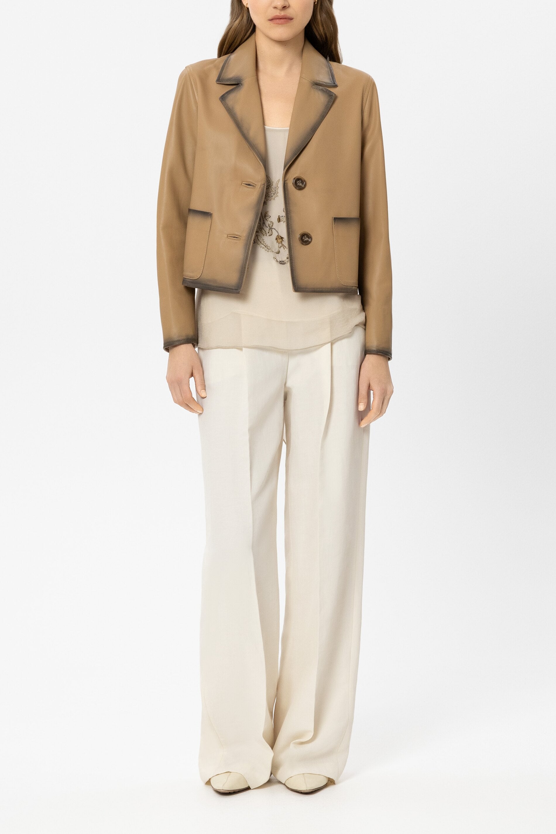 Wide-leg pants in linen blend - milk - Standard