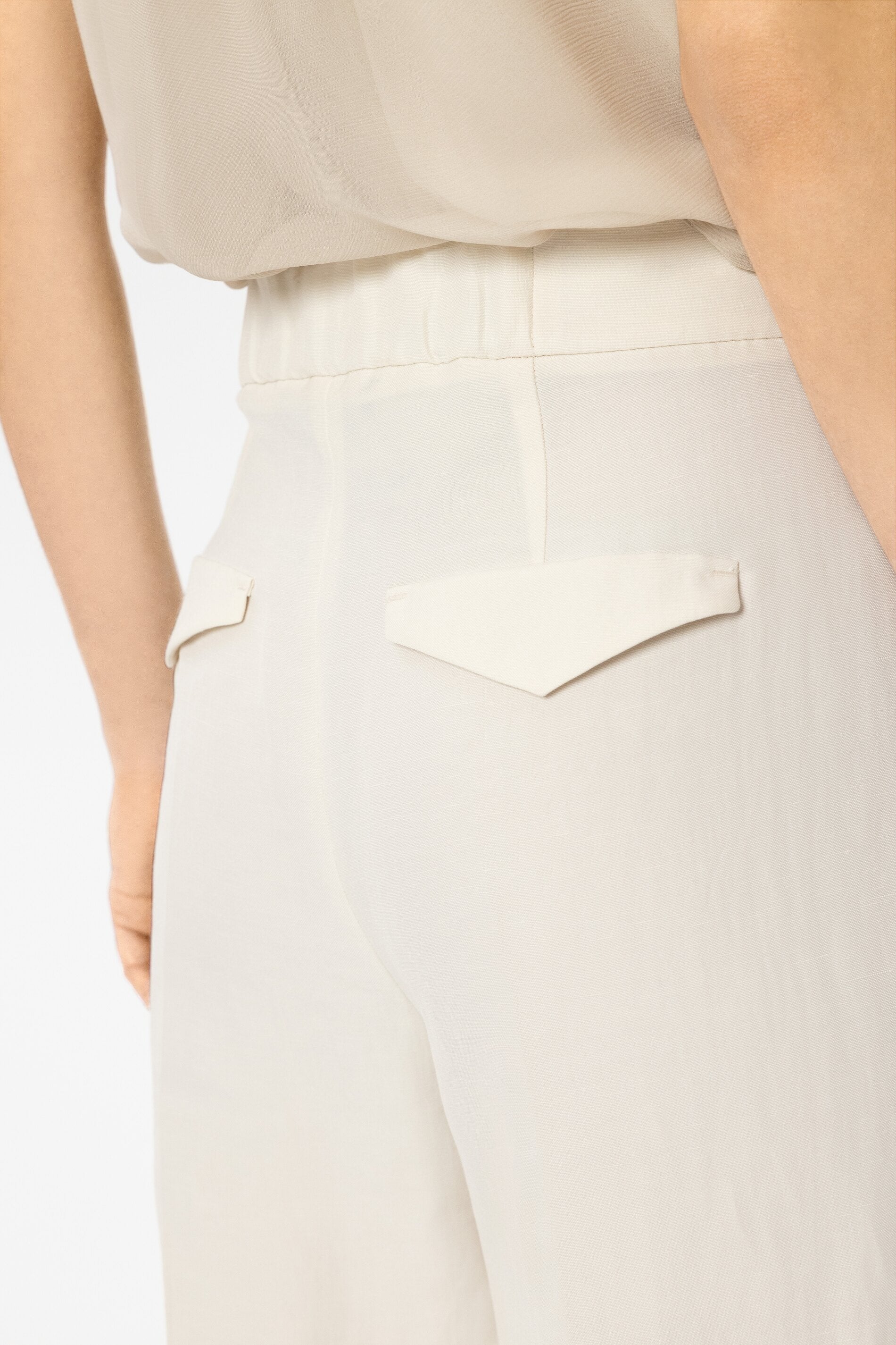 Wideleg-Pants aus Leinen-Mix - milk - Standard | Model Detail