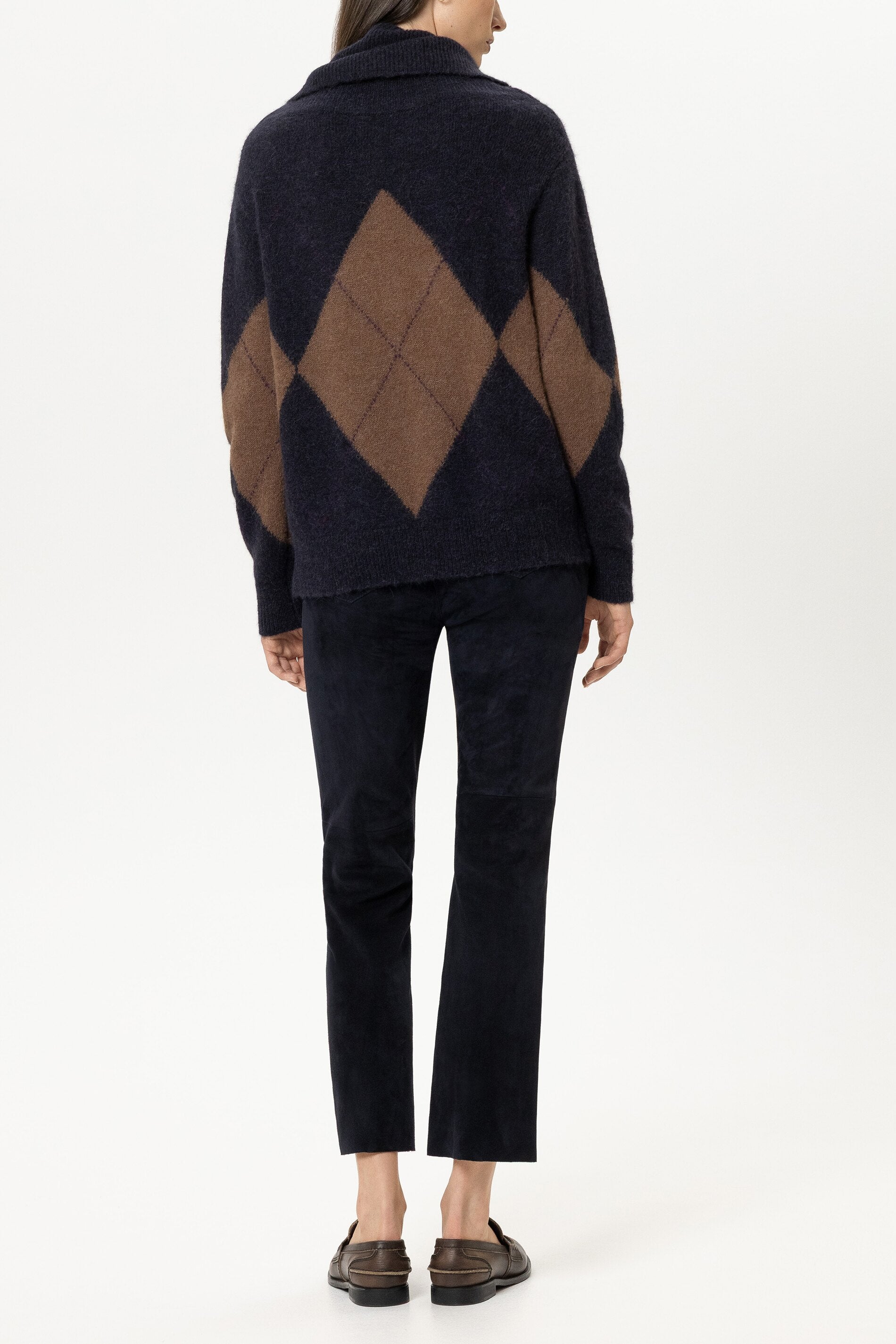 Veloursleder-Straightleg-Pants - winter navy - Standard | Model Rück