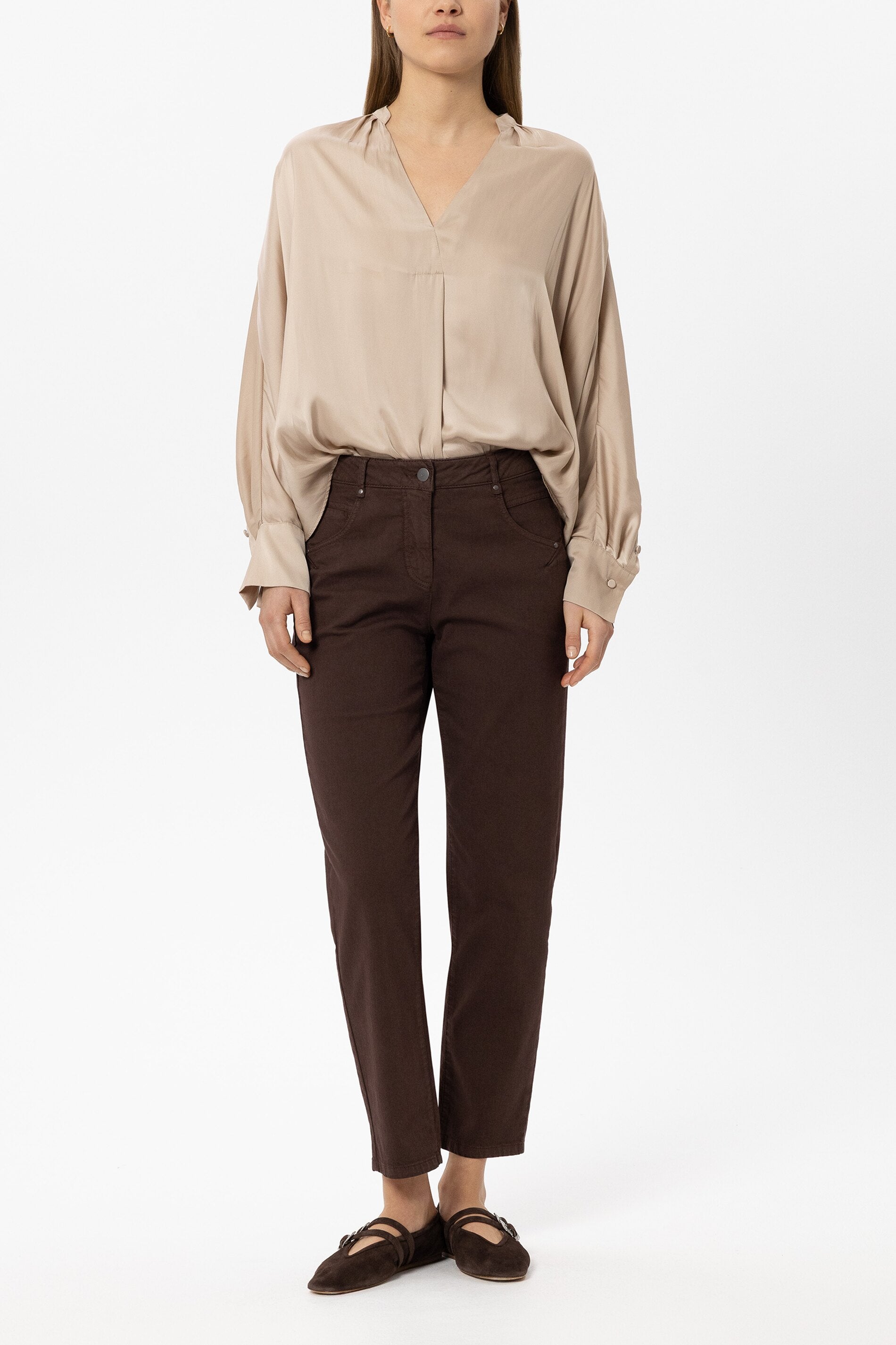 Chino-Colour-Denim - marone - Standard | Model Front