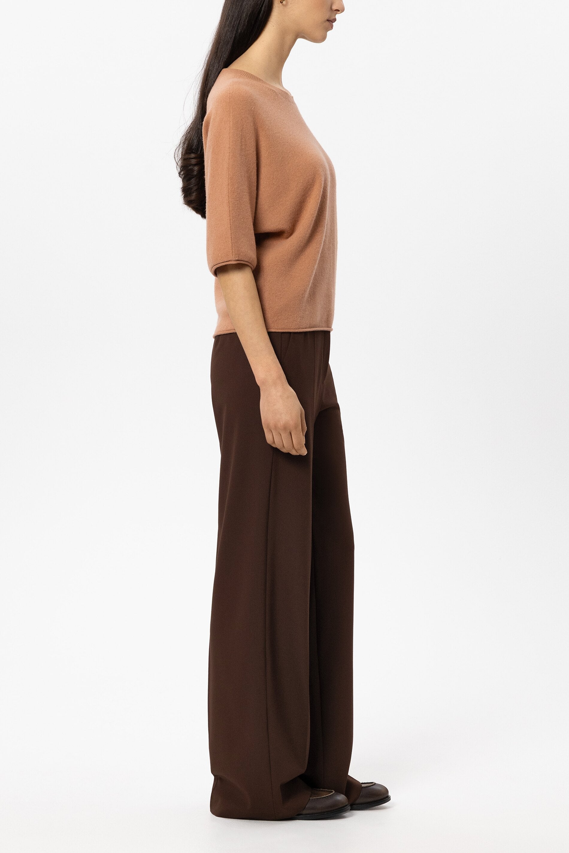 Wideleg-Pants mit Bundfalten - marone - Standard | Model Seite