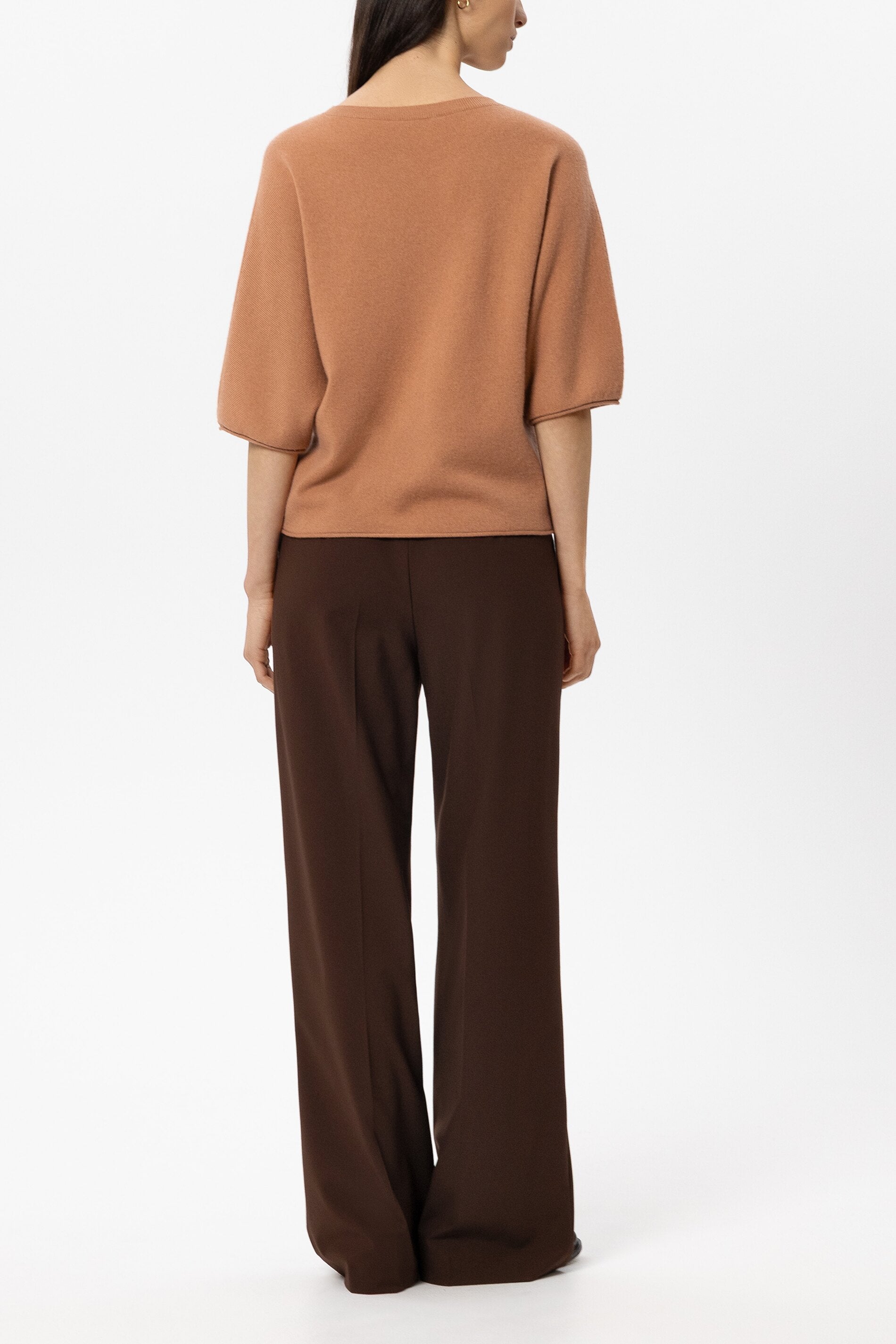Wideleg-Pants mit Bundfalten - marone - Standard | Model Rück
