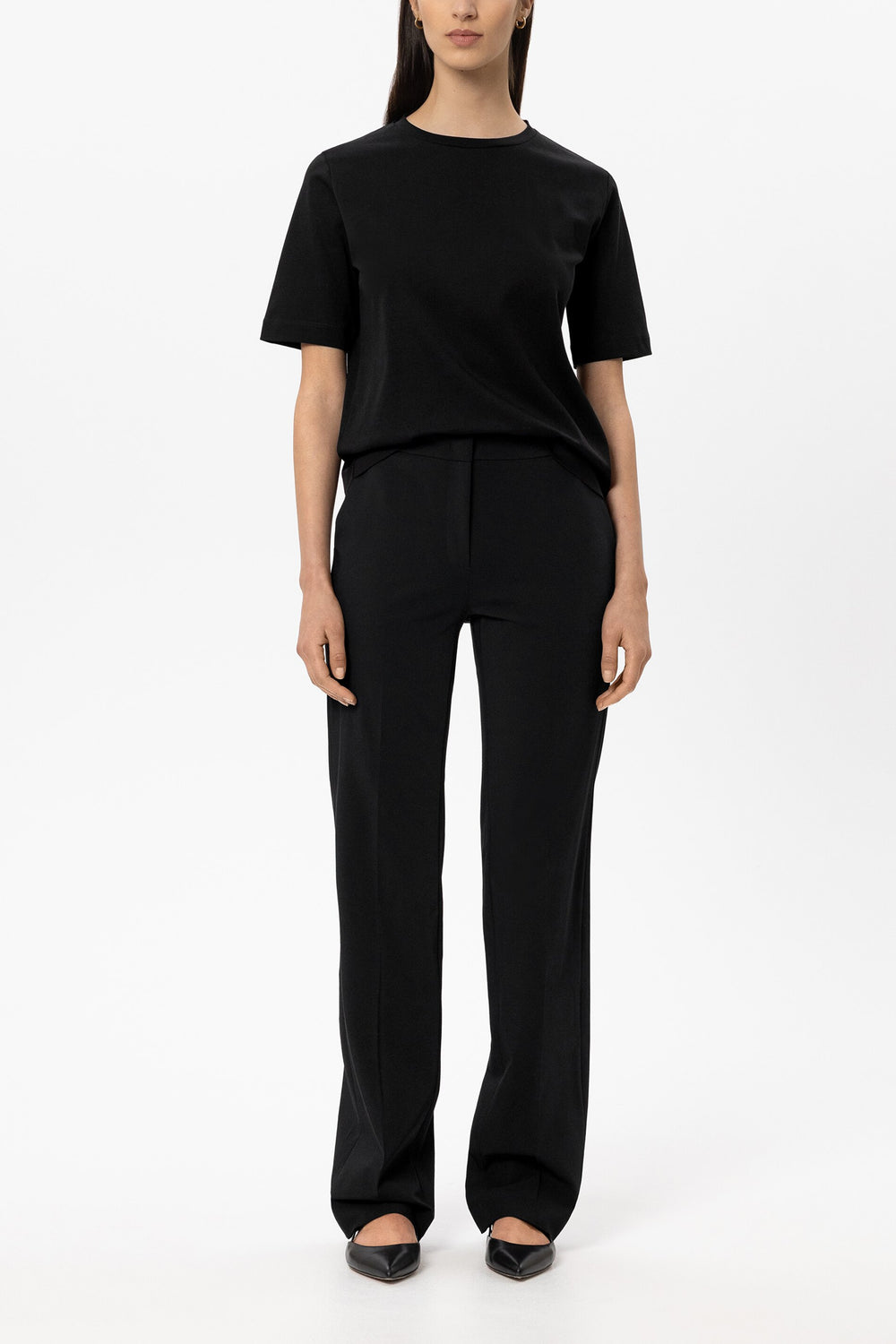 Stretch-Pants mit Bunddetails - black - Standard