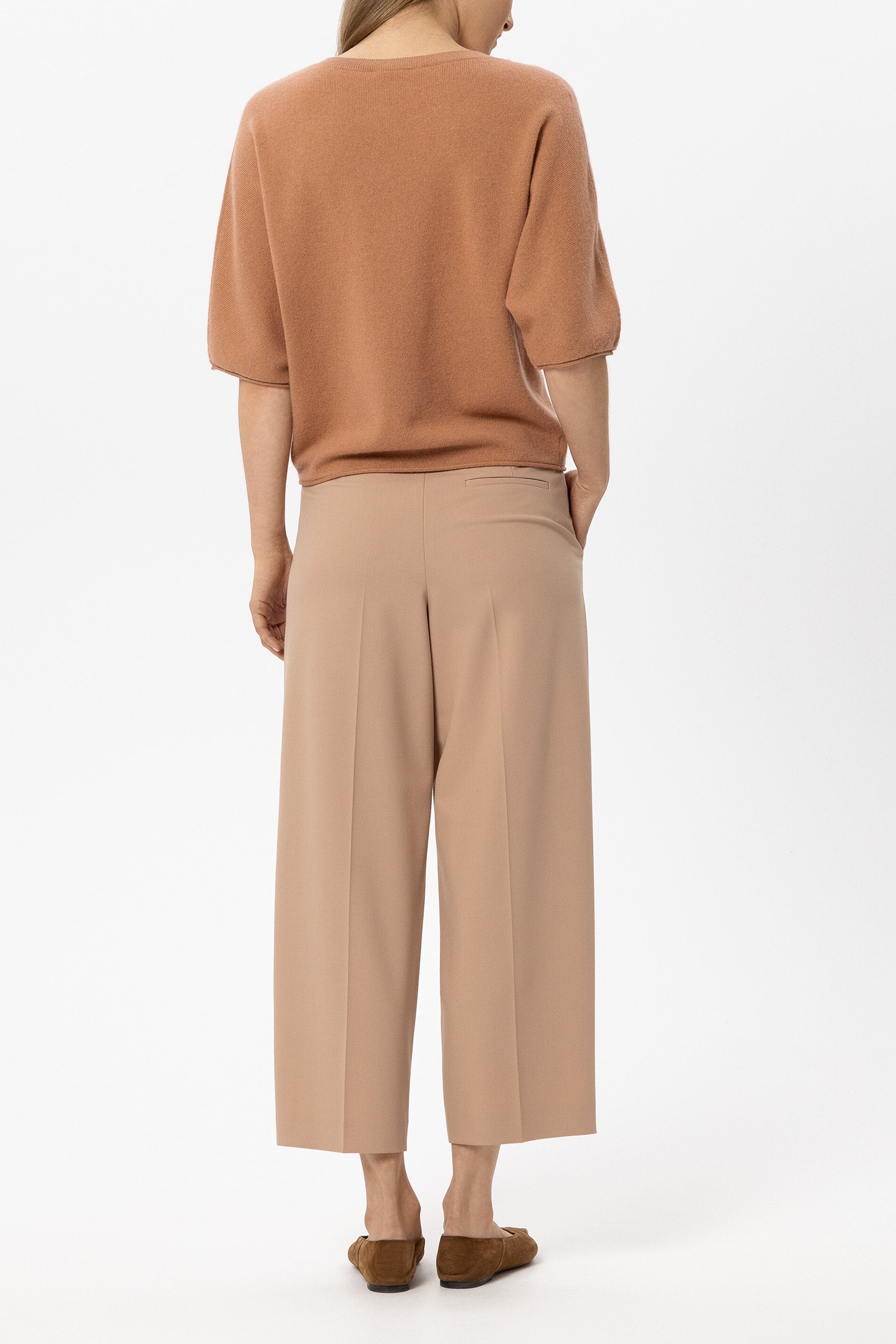 Tapered-Pants mit Bundfalten - nude - Standard | Model Rück