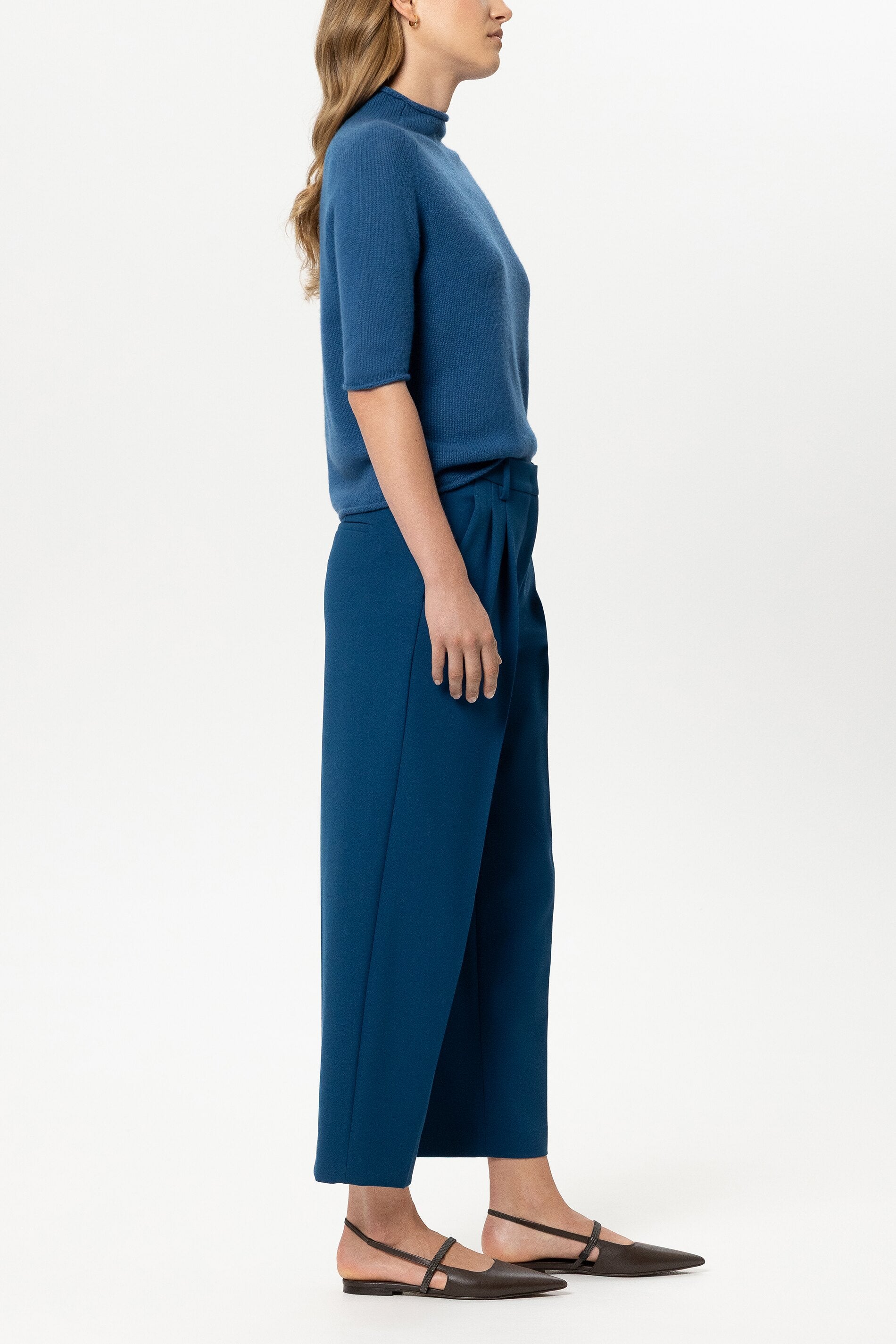 Tapered pants with pleats - sapphire - Standard