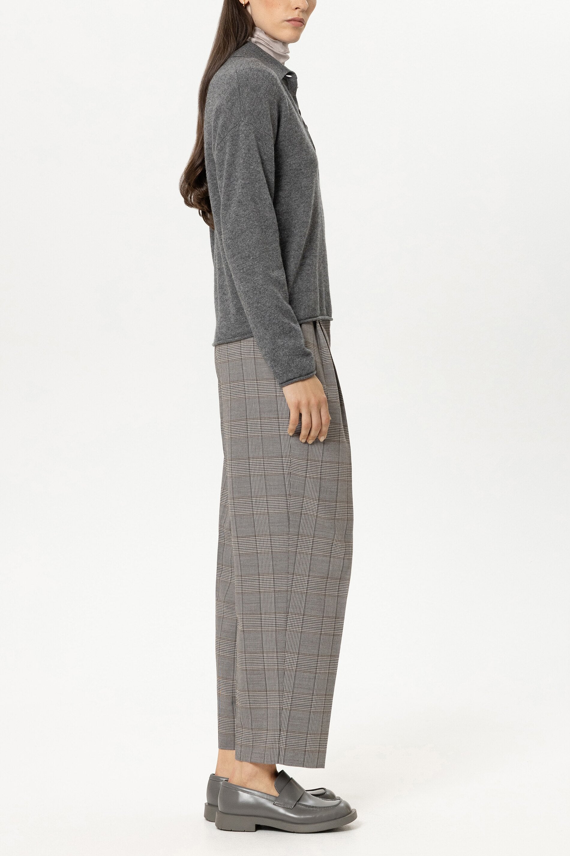 Karo-Tapered-Pants - heather grey - Standard | Model Seite