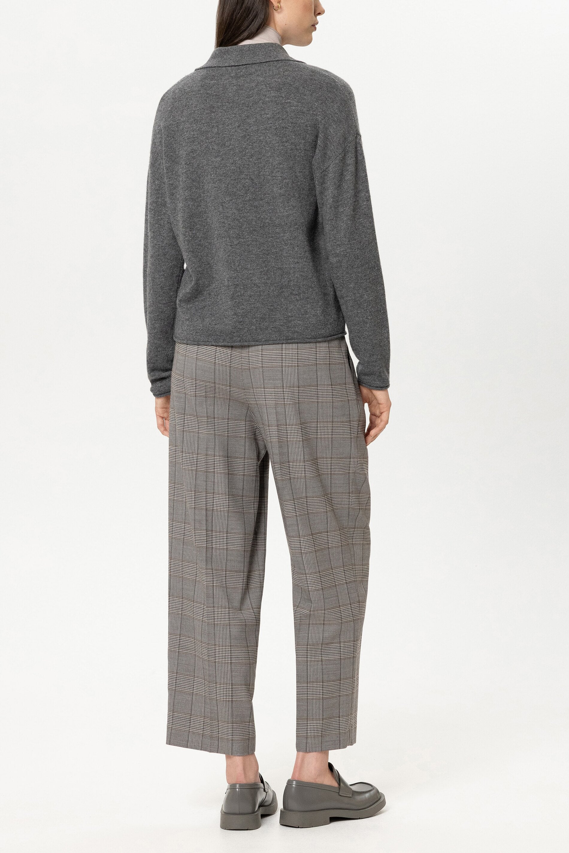 Karo-Tapered-Pants - heather grey - Standard | Model Rück