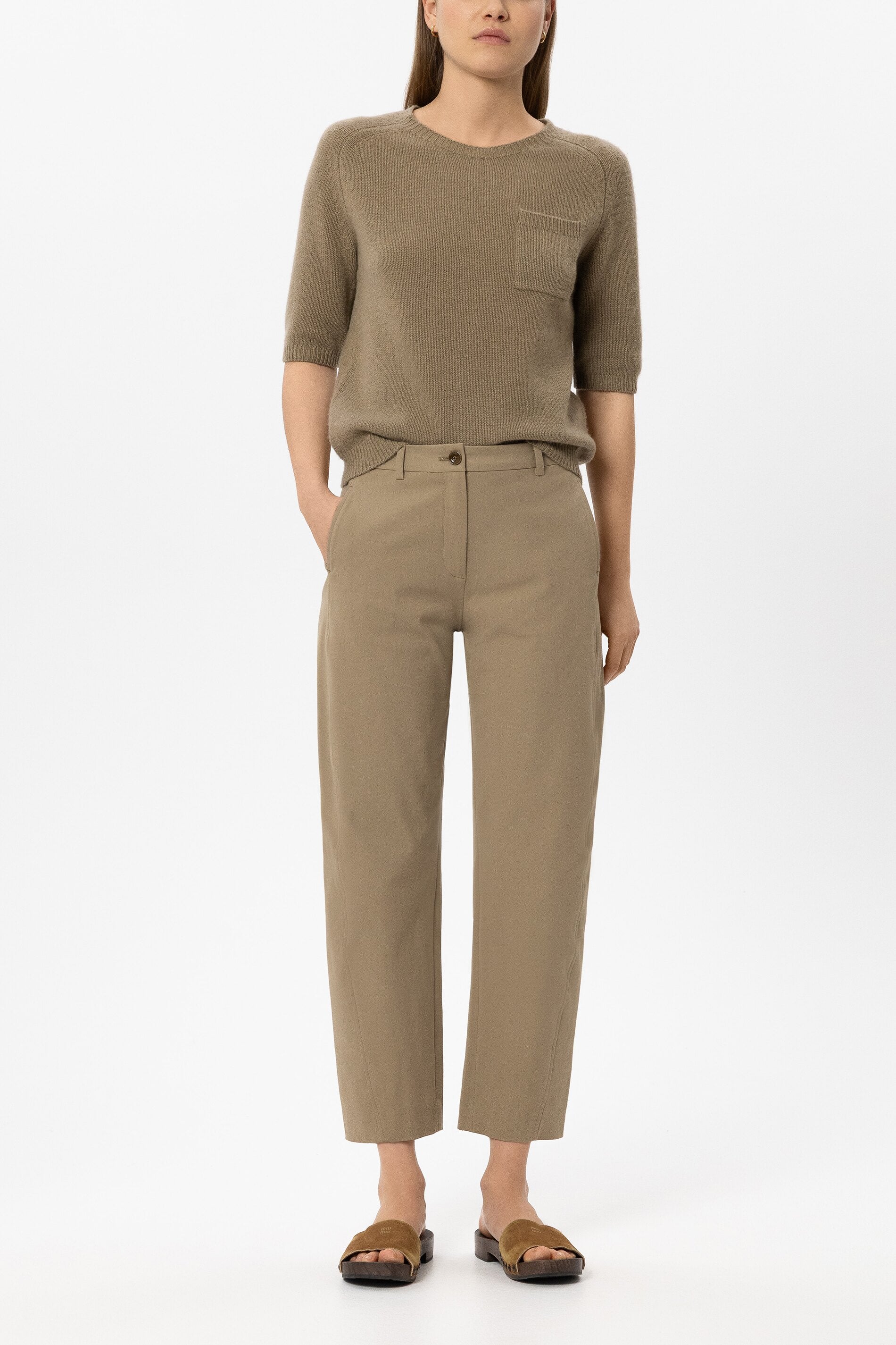 Baumwoll-Barrelleg-Pants - salbei - Standard | Model Front