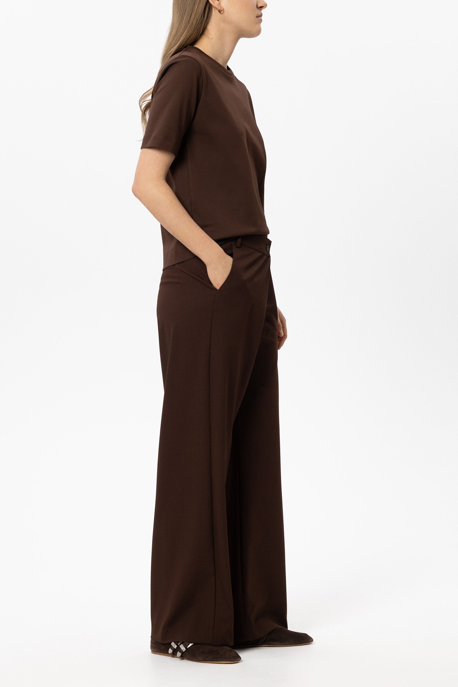 Wideleg-Pants - marone - Standard | Model Seite
