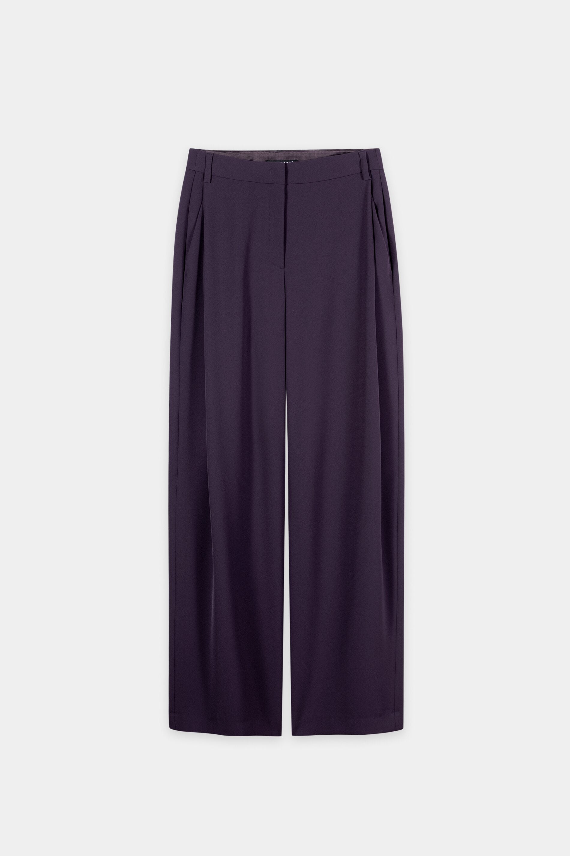 Wideleg-Pants mit Bundfalten - plum - Standard | Artikel Front