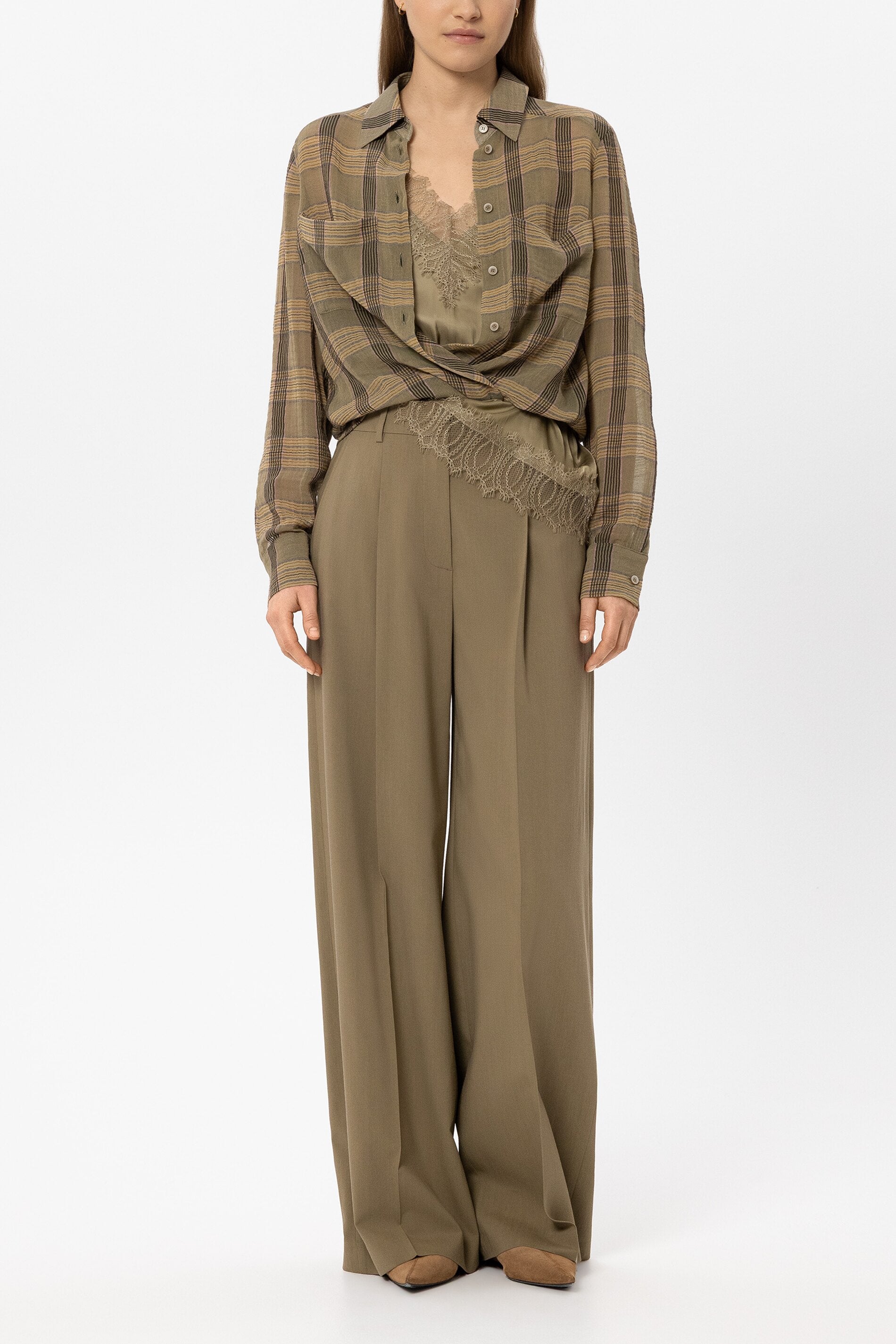 Canvas-Wideleg-Pants - salbei - Standard | Model Front
