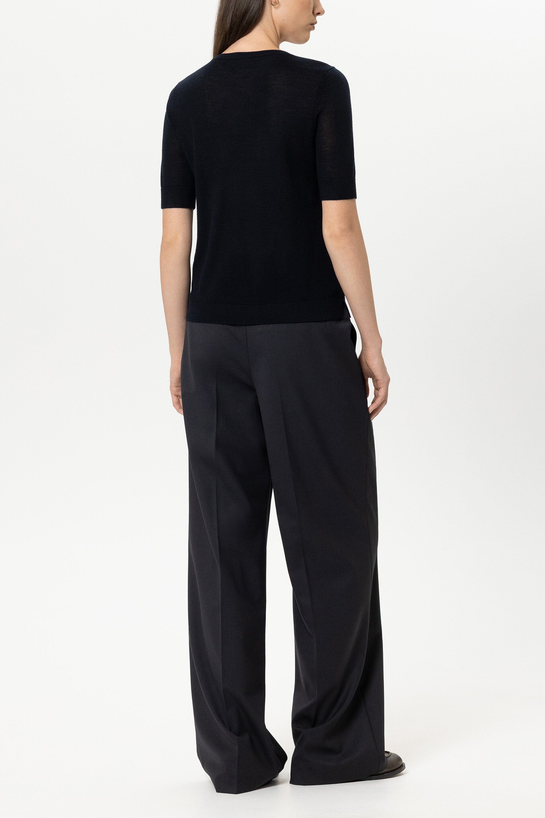Wideleg-Pants aus Woll-Mix - winter navy - Standard | Model Rück