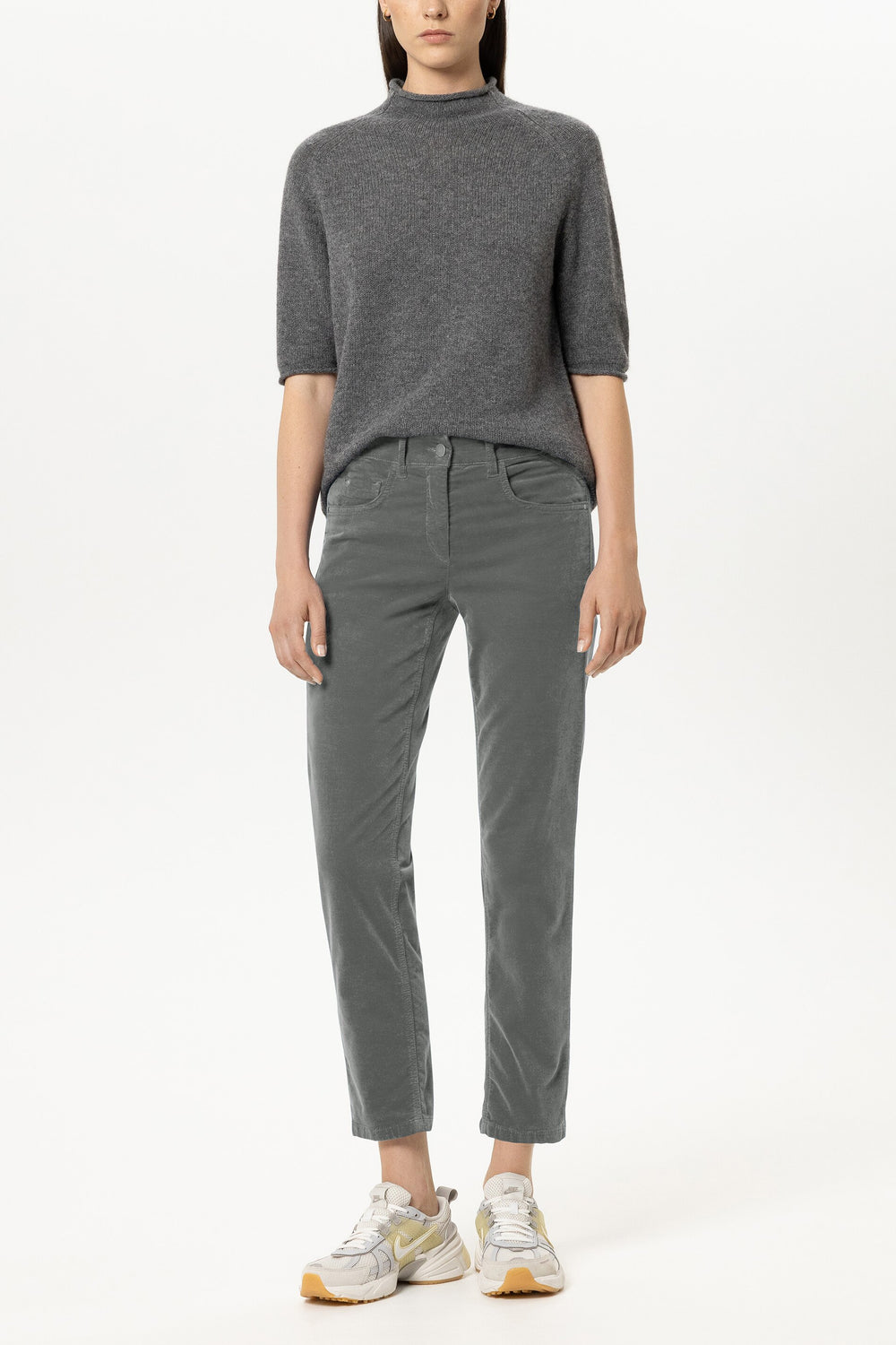 Skinny-Velvet-Pants - heather grey - Standard