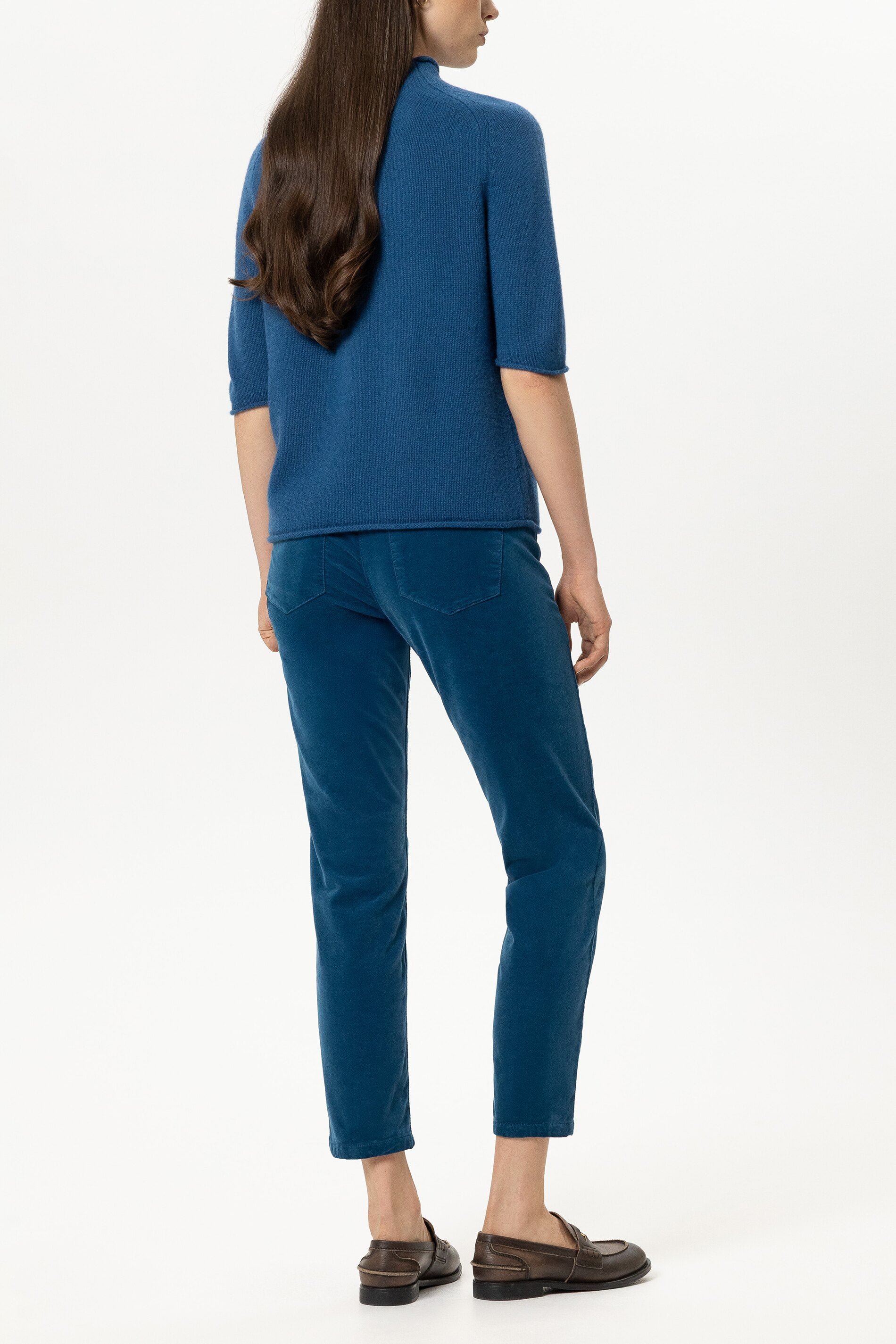 Skinny-Velvet-Pants - sapphire - Standard | Model Rück
