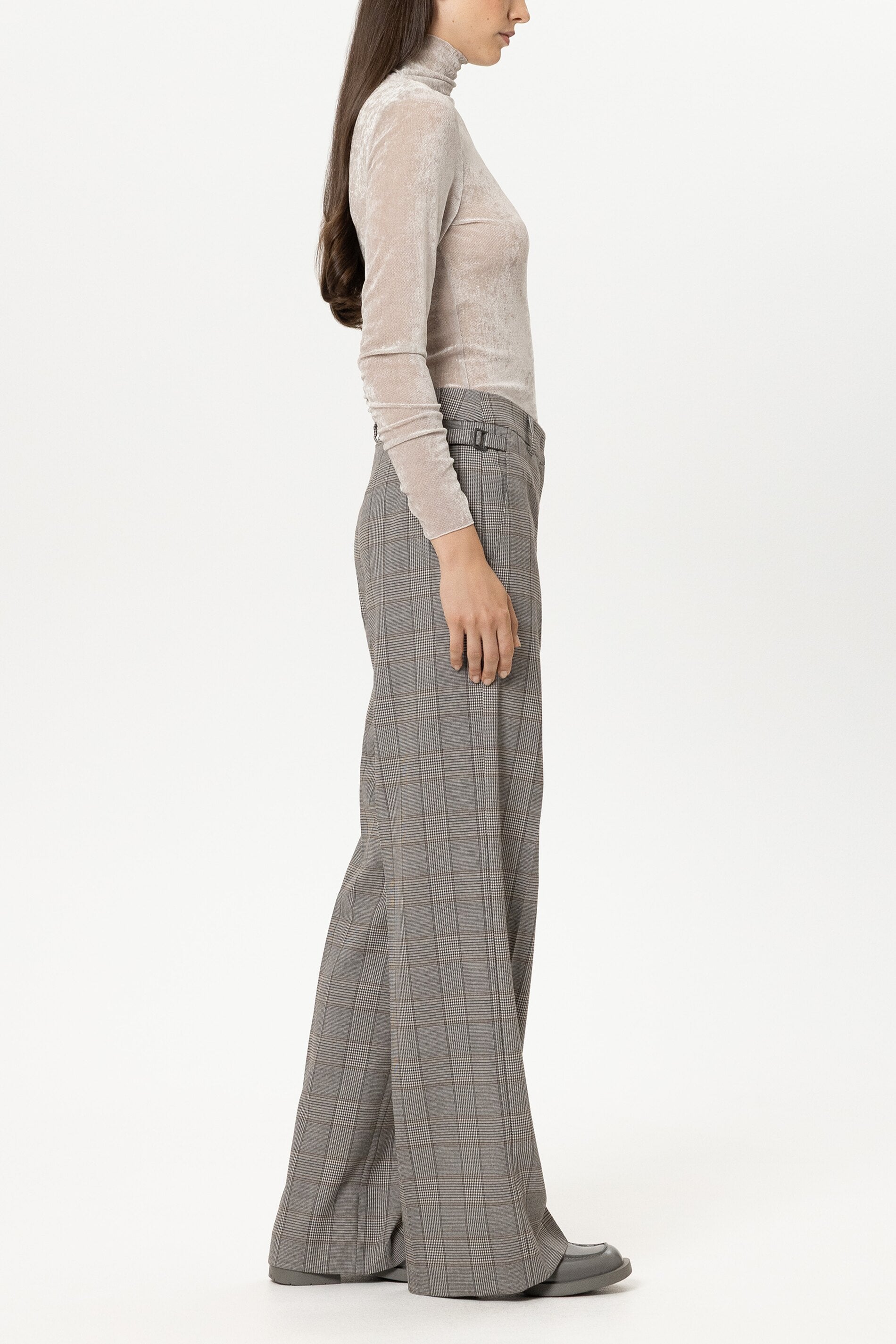 Karo-Wideleg-Pants - heather grey - Standard | Model Seite