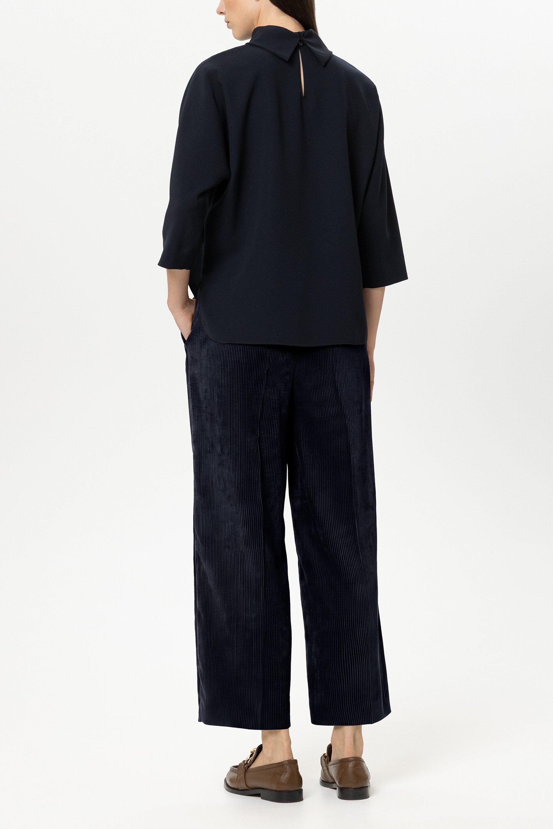 Cord-Wideleg-Pants - winter navy - Standard | Model Rück
