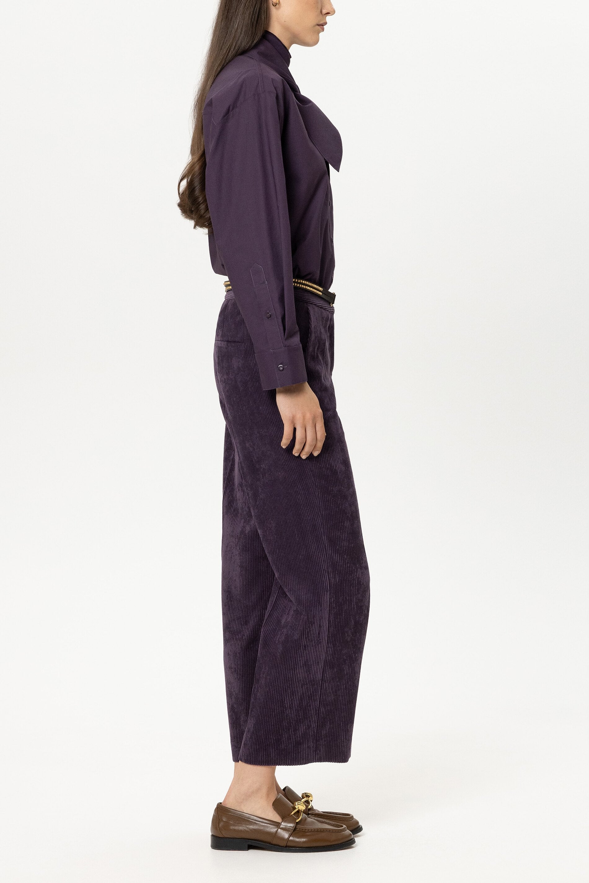 Cord-Wideleg-Pants - plum - Standard | Model Seite