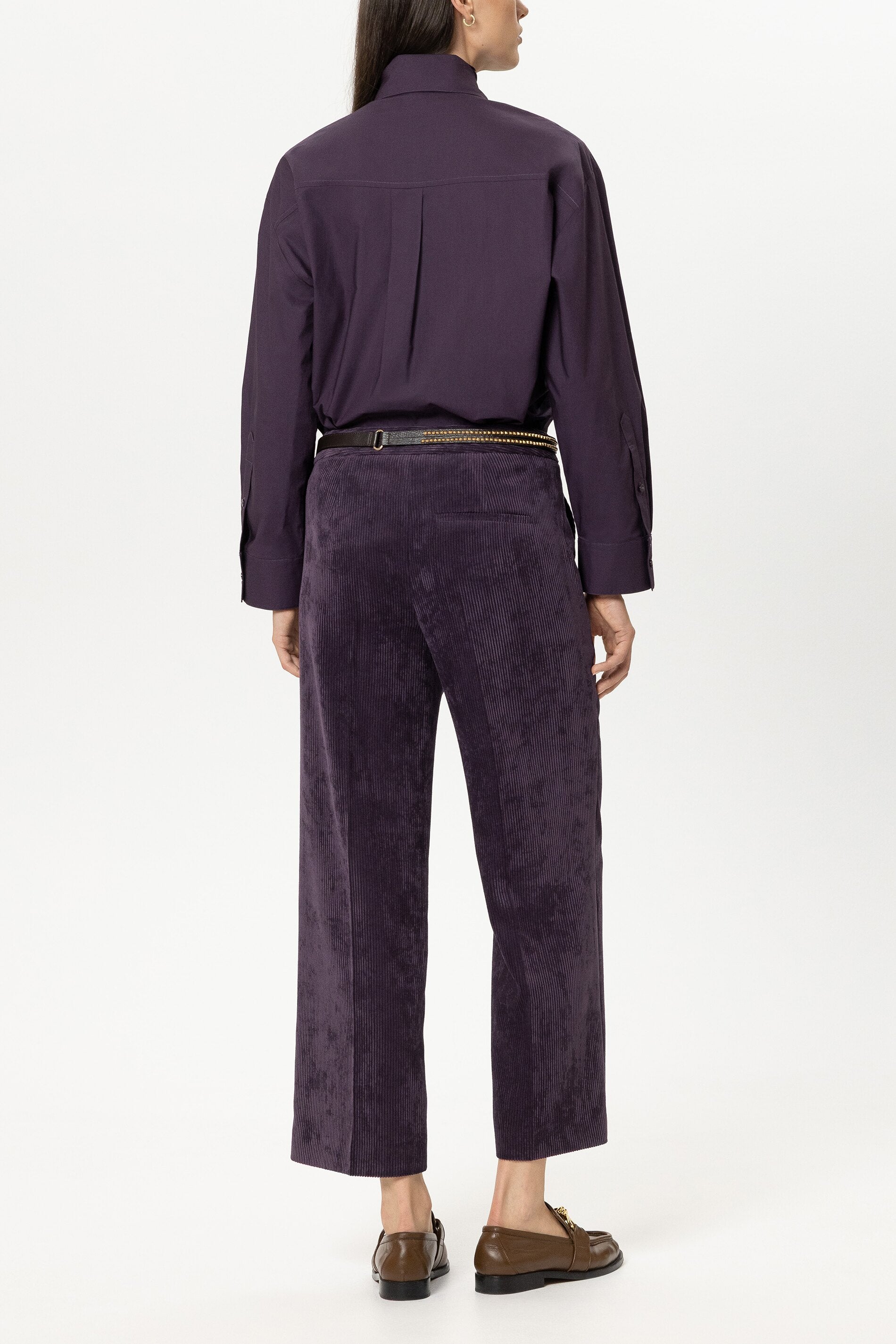 Cord-Wideleg-Pants - plum - Standard | Model Rück
