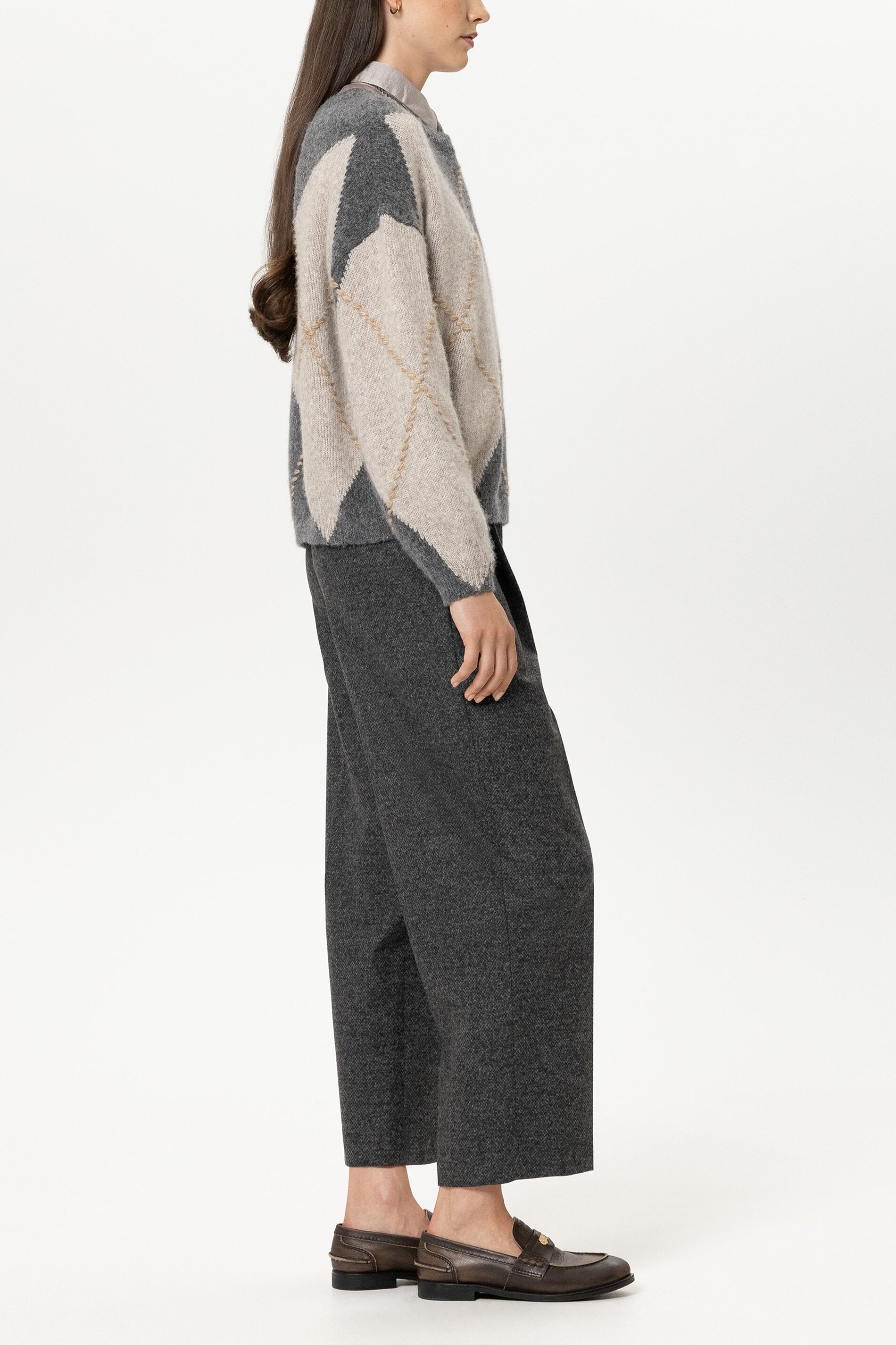 Tapered-Pants aus Punto-Milano - anthracite - Standard | Model Seite