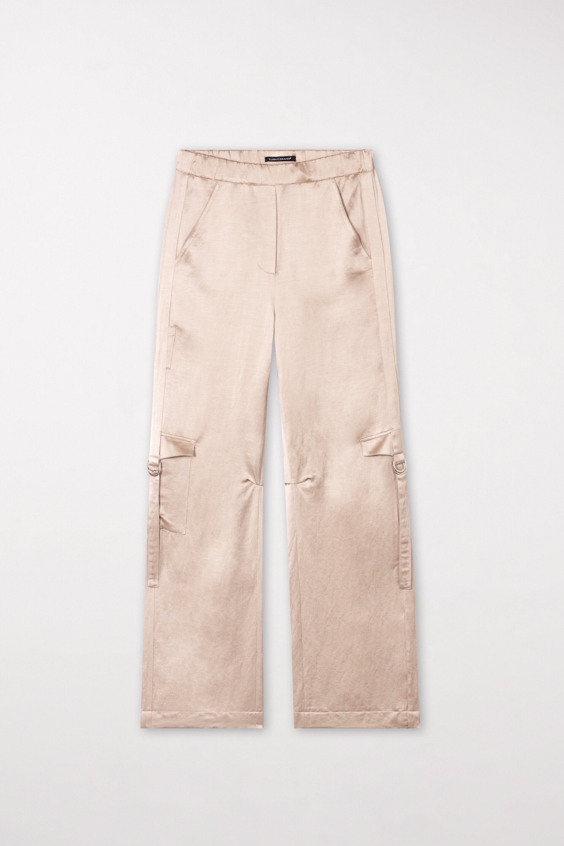 Wideleg-Pants aus Leinen-Mix - cashew - Standard | Artikel Front