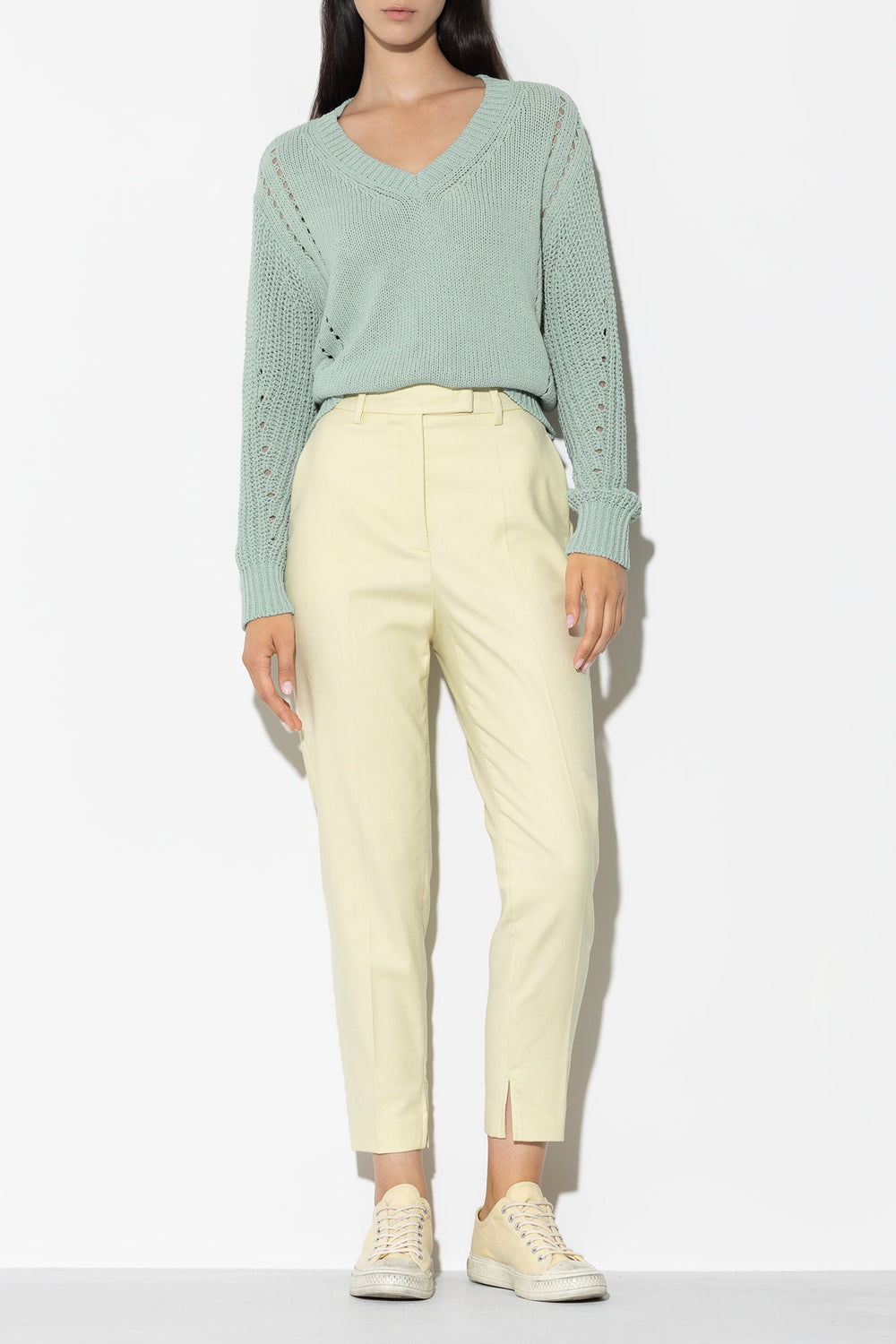 Baumwollstretch-Tapered-Pants - pale citron - Standard
