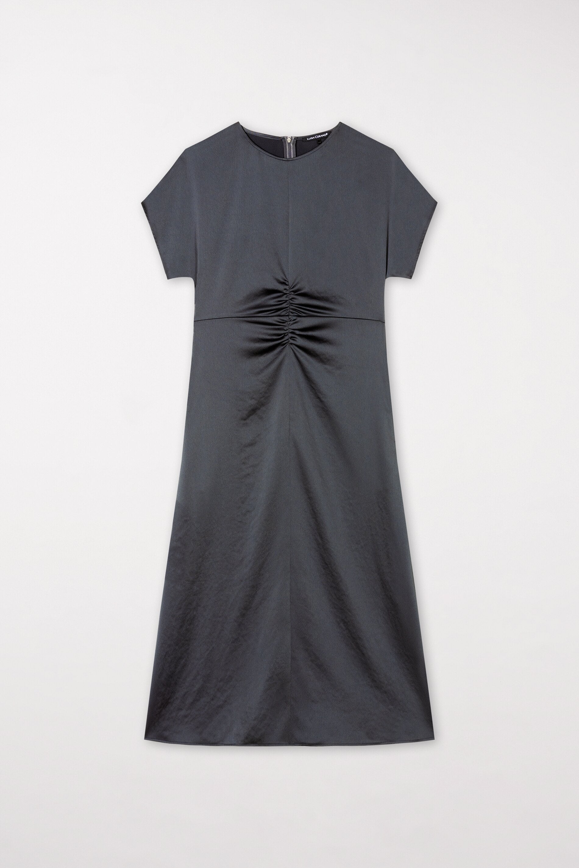 Maxikleid mit Faltendetails - asphalt - Standard | Artikel Front