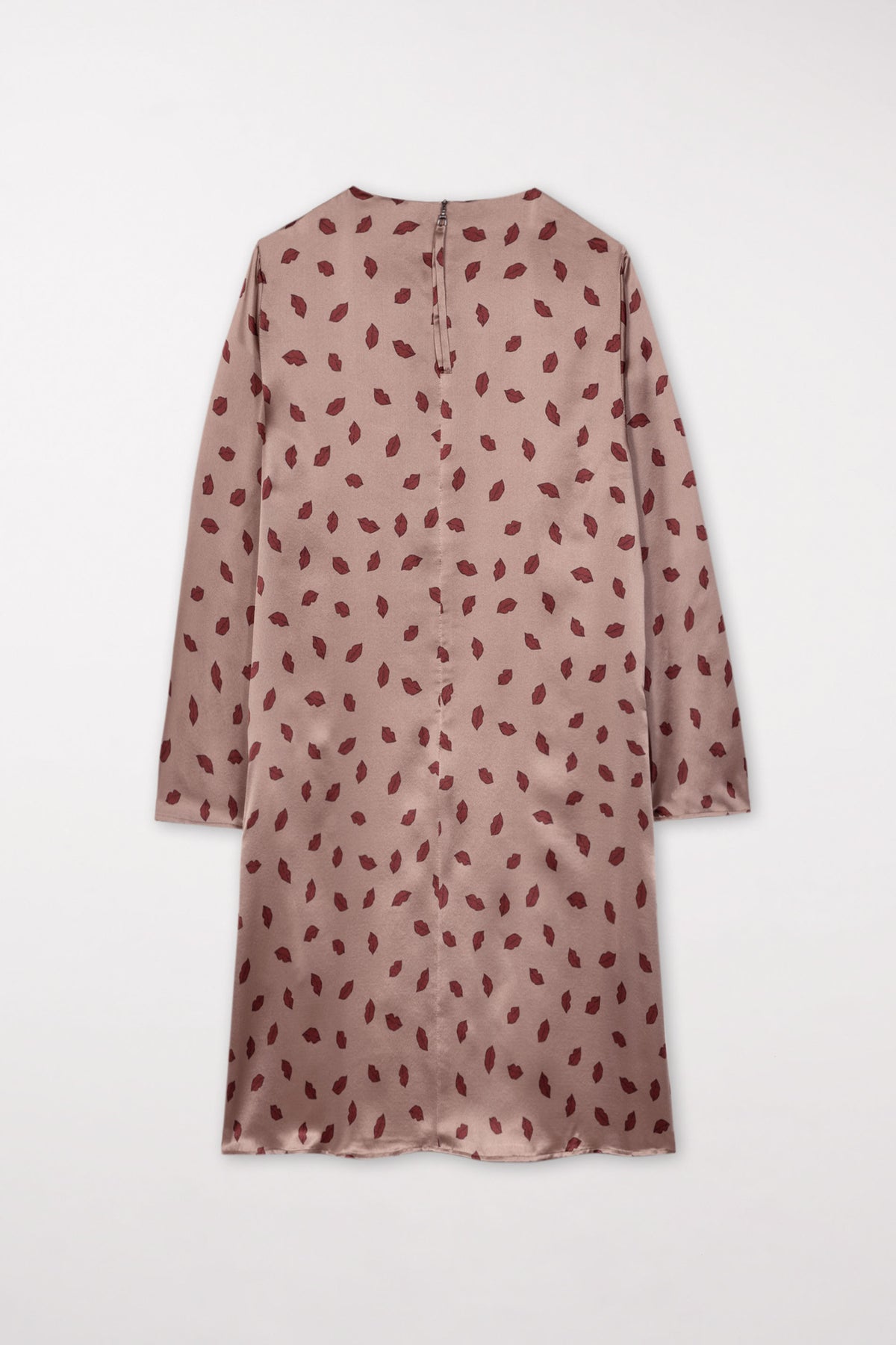 Seidenkleid mit Lips-Print - mushroom - Standard | Artikel Rück