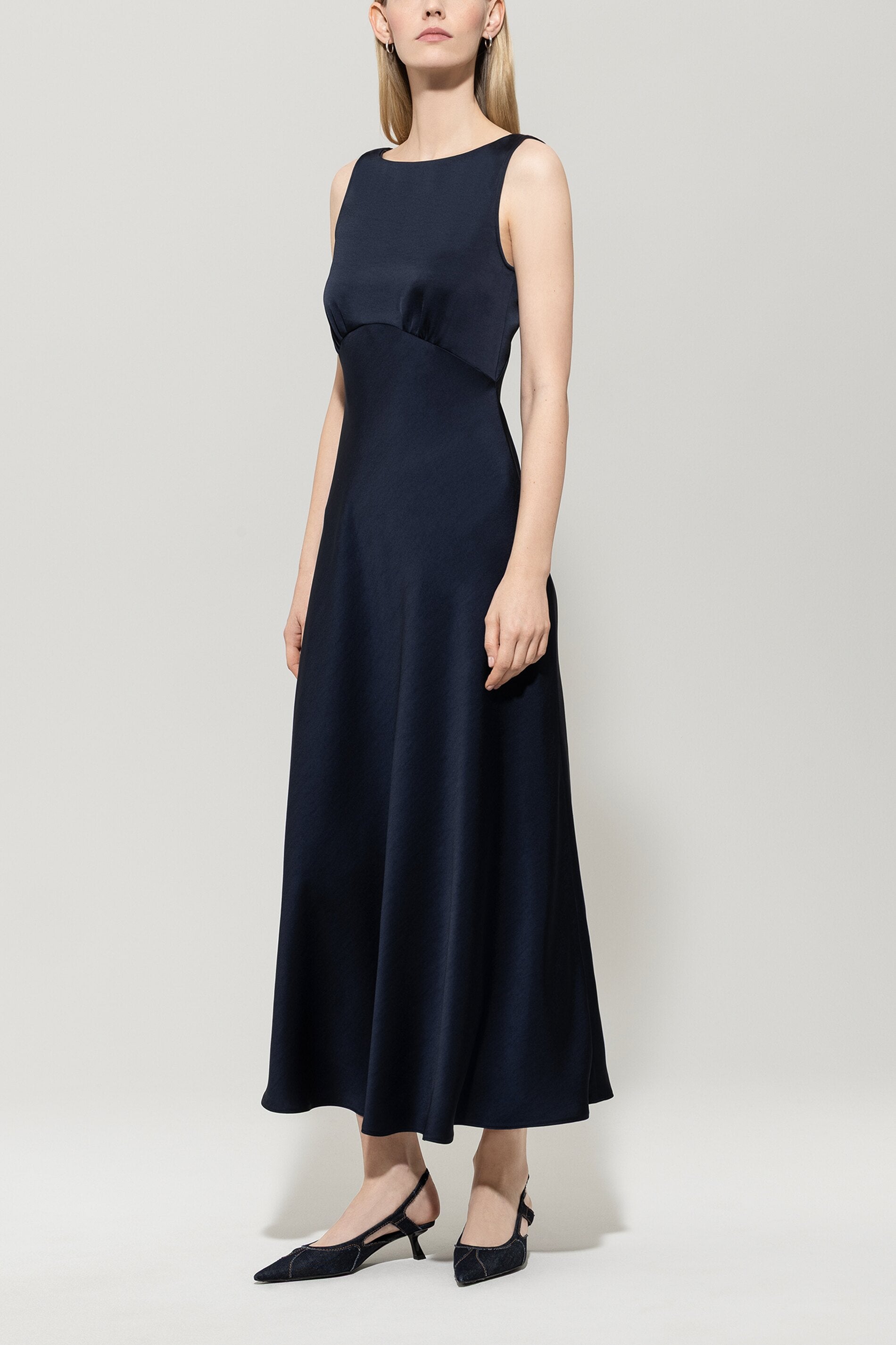 Satin maxi dress - dark blue - Standard Satin maxi dress - dark blue - Standard