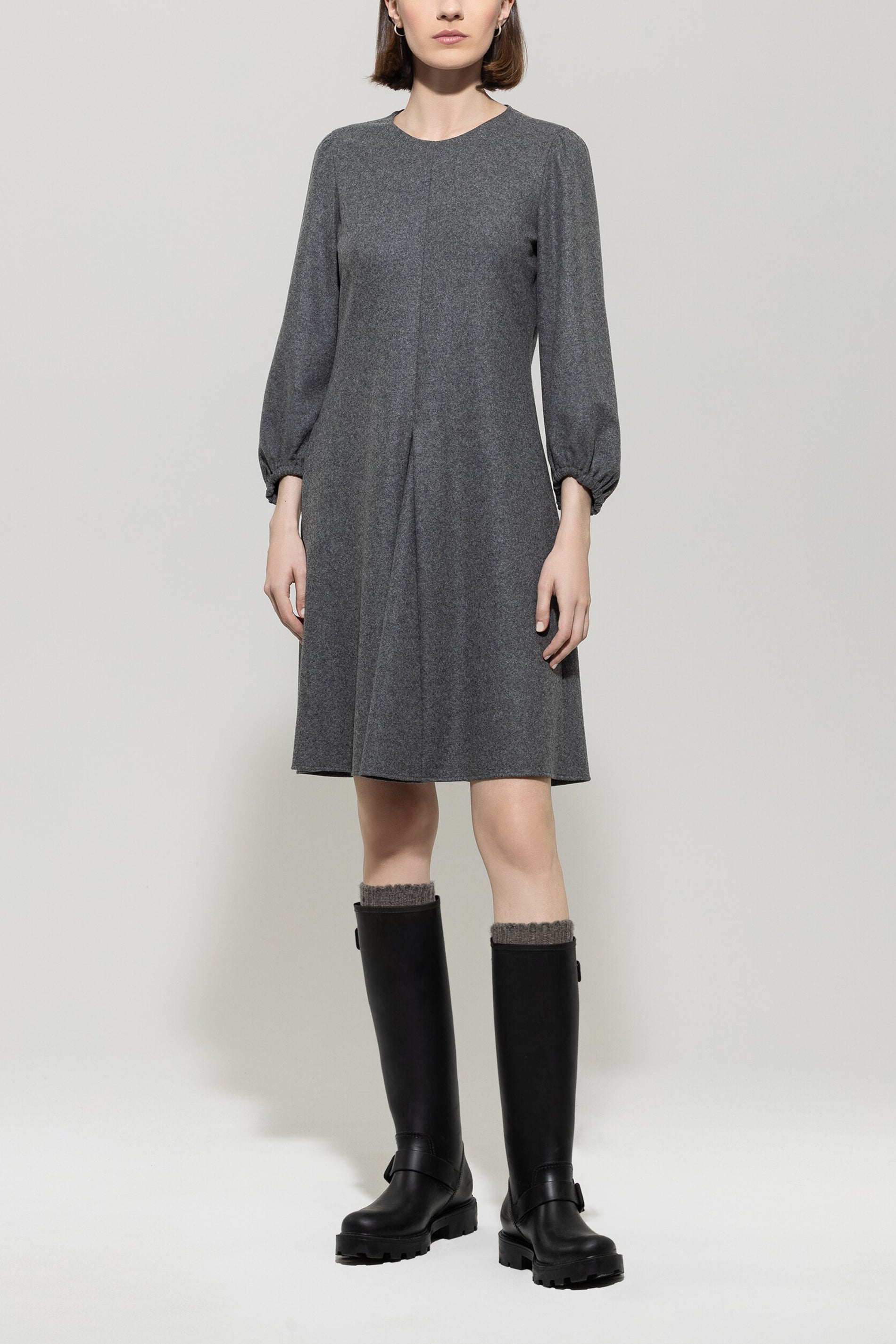 Flanell-Kleid - dark grey melange - Standard | Model Front