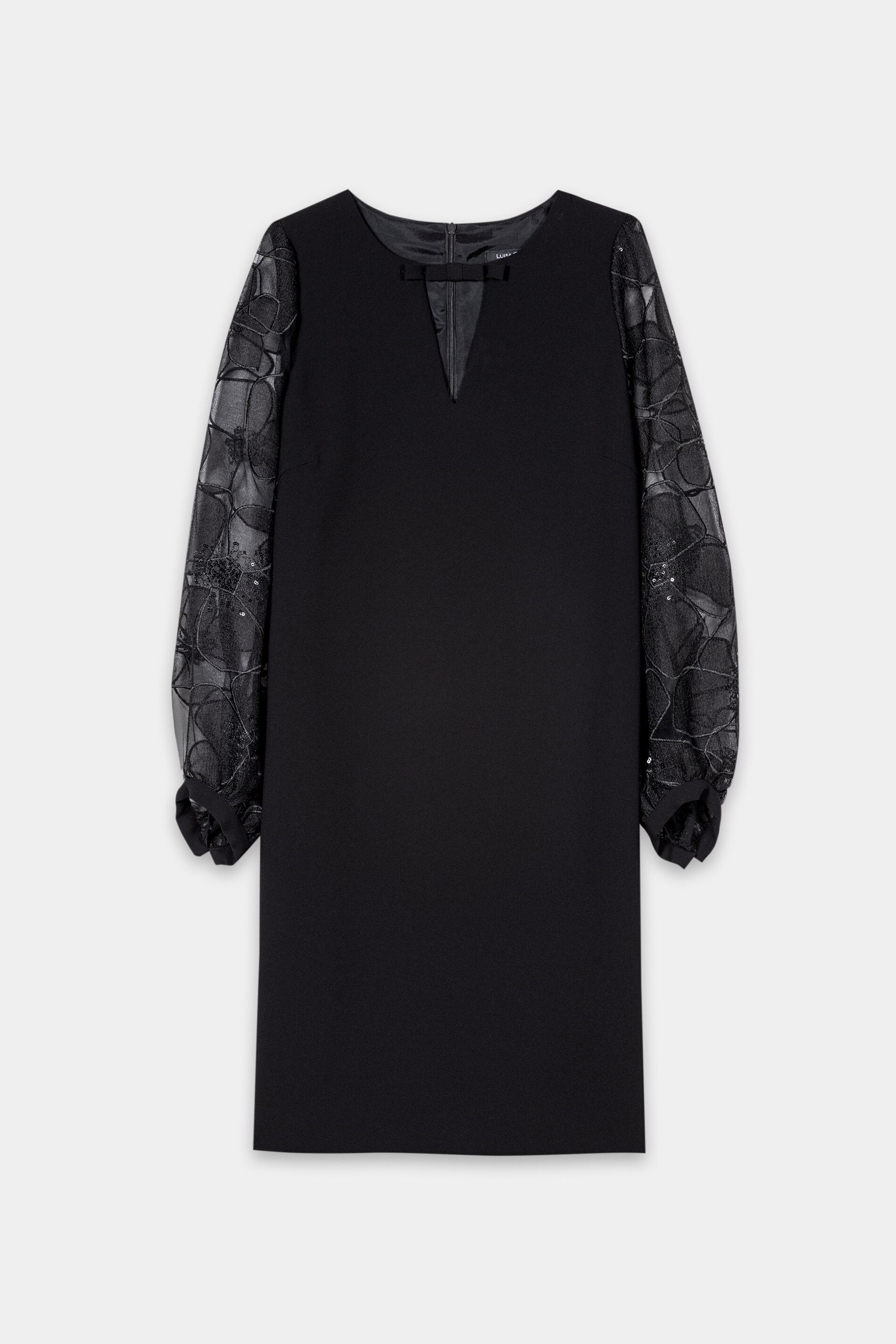 Minikleid mit Blüten-Arm - black - Standard | Artikel Front