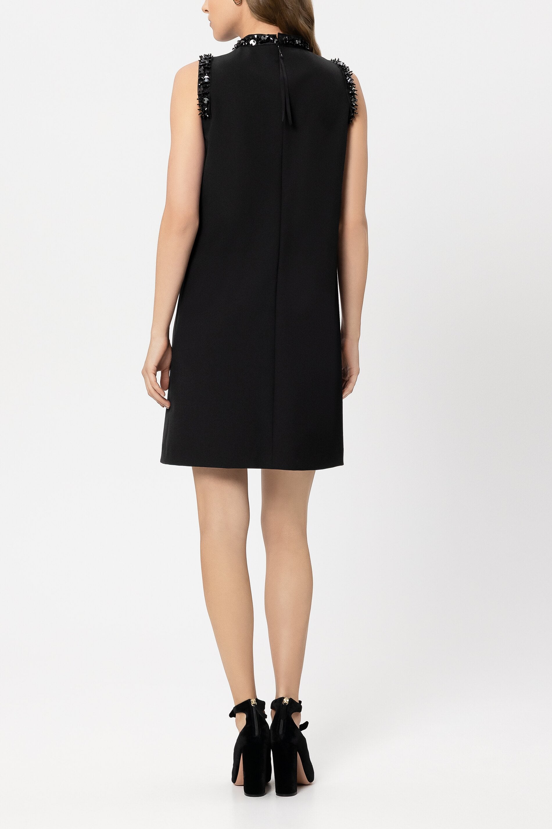 Shiftdress mit Perlen-Details - black - Standard | Model Rück