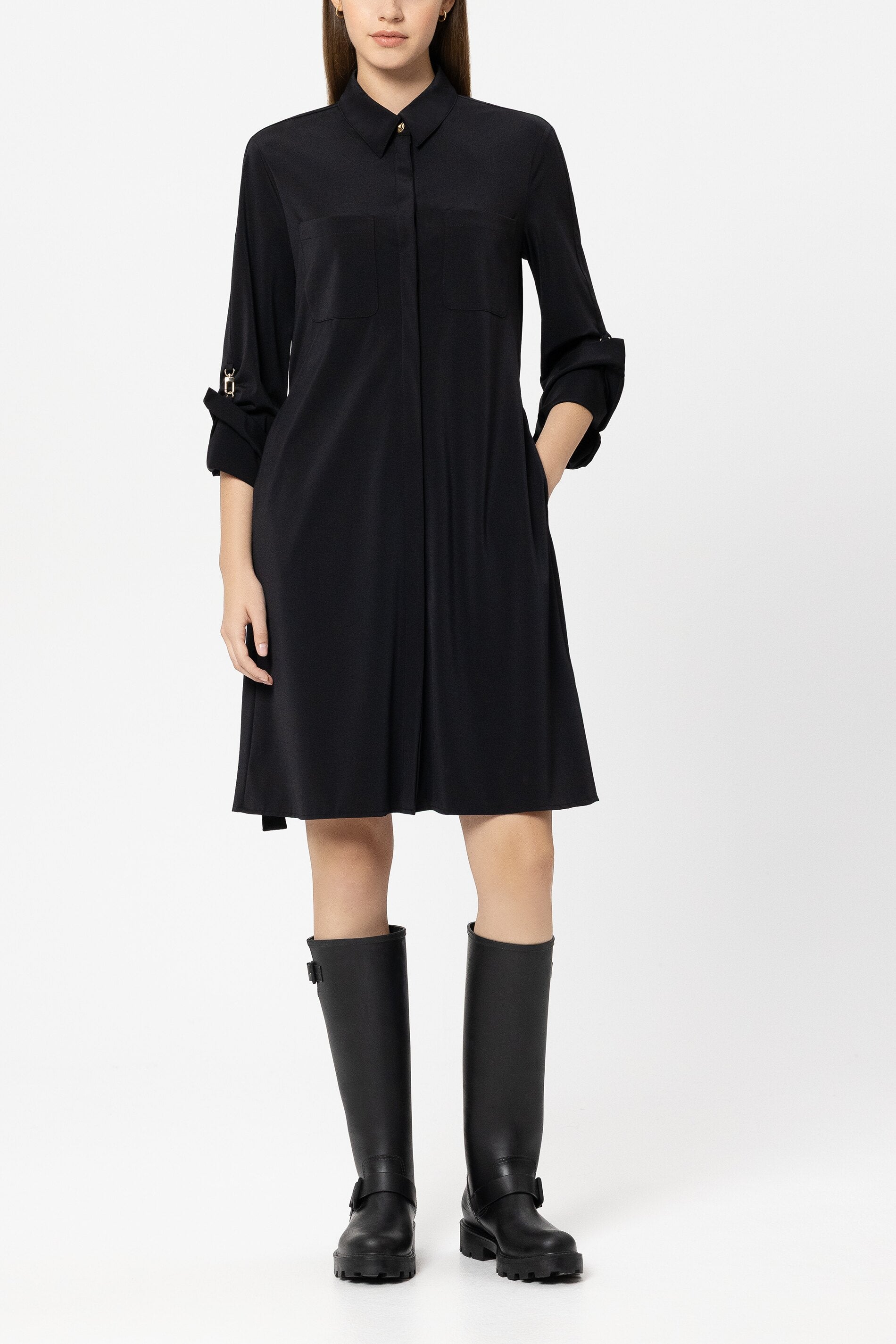 Softshell- Hemdblusenkleid - pure black - Standard | Model Front