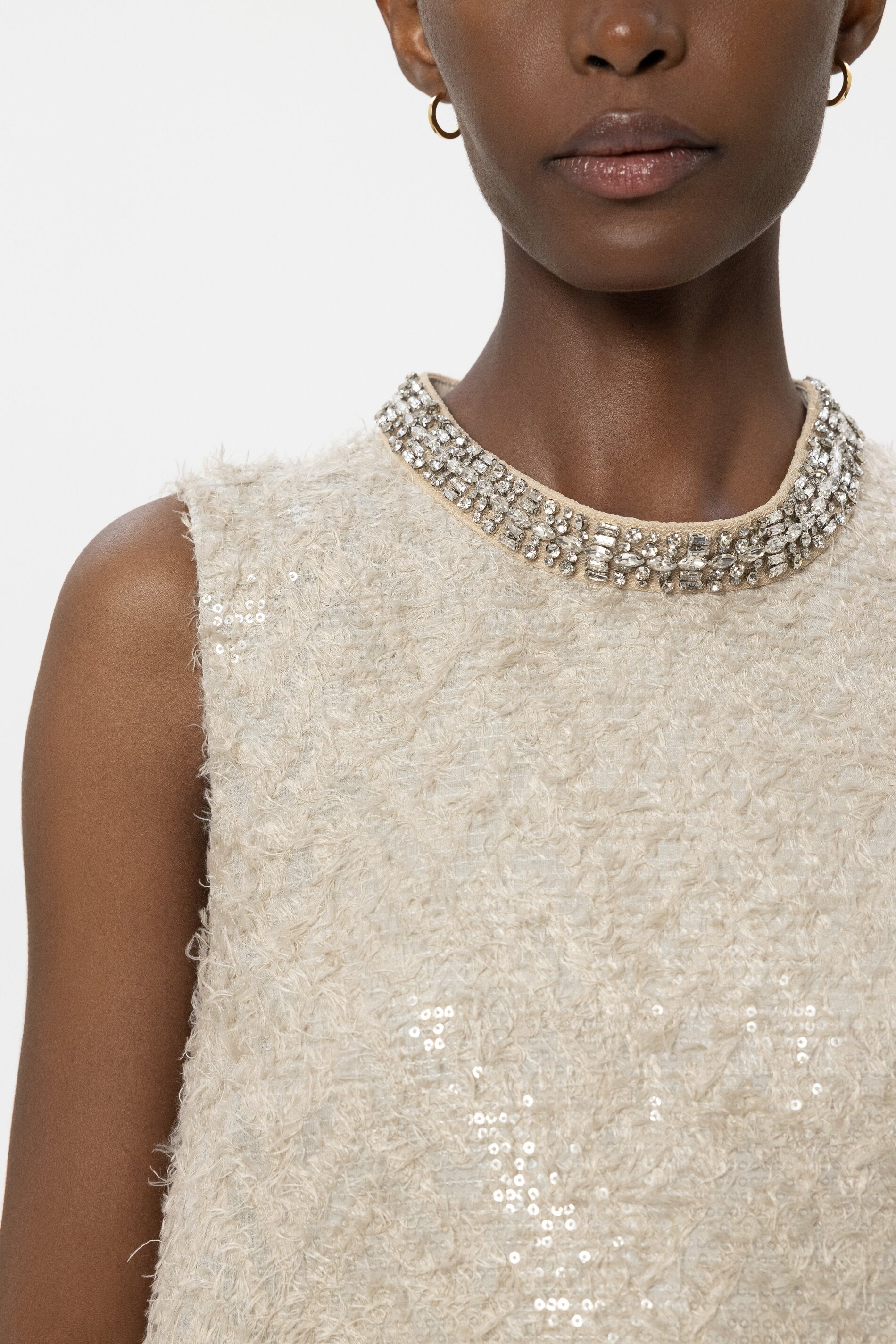 Pailletten-Shiftkleid - taupe - Standard | Model Detail